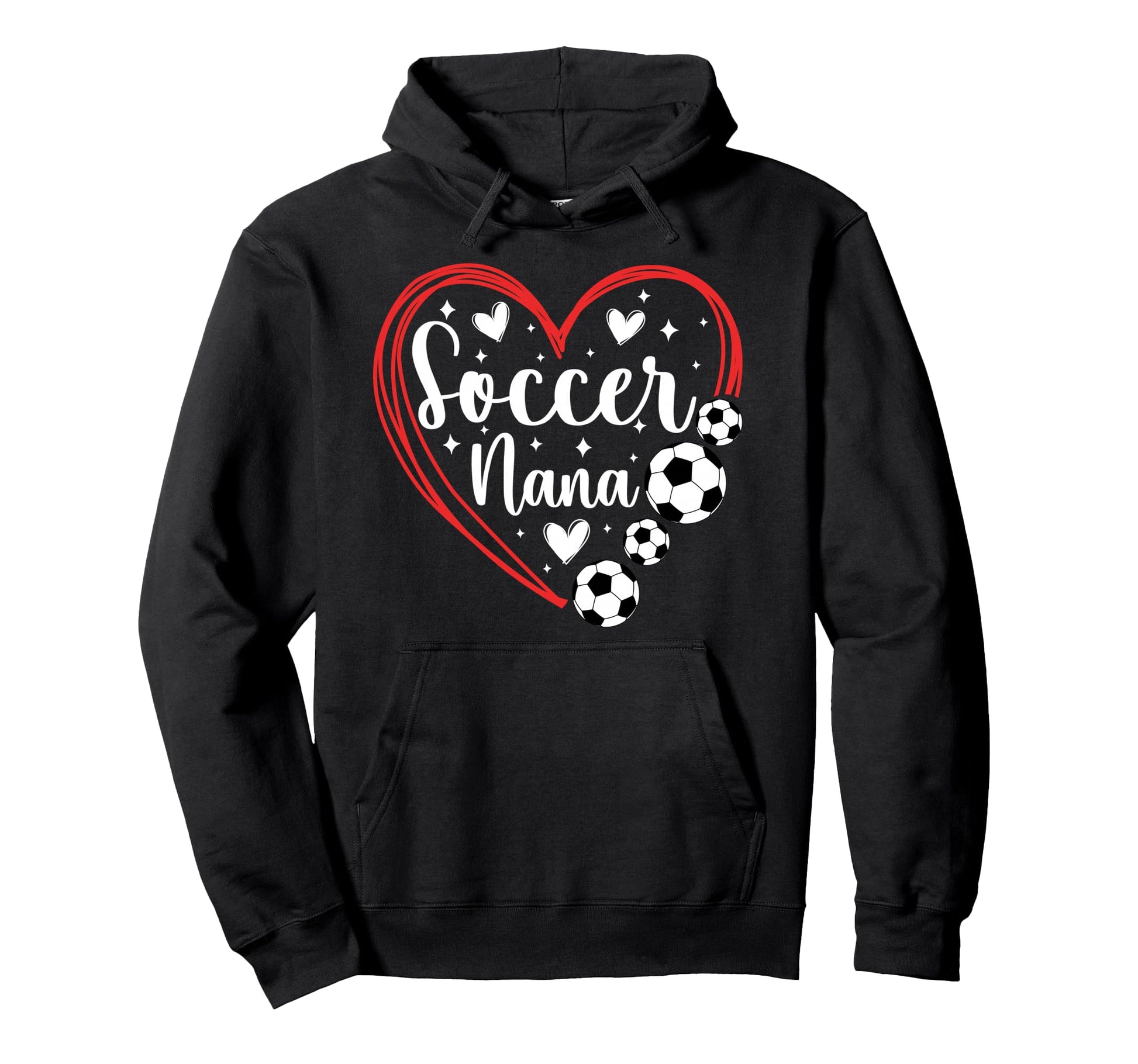 Soccer Nana Grandma Heart Nana Soccer Hoodie - Graphic Print for Adults - T-Shirt, Sweatshirt, Hoodie