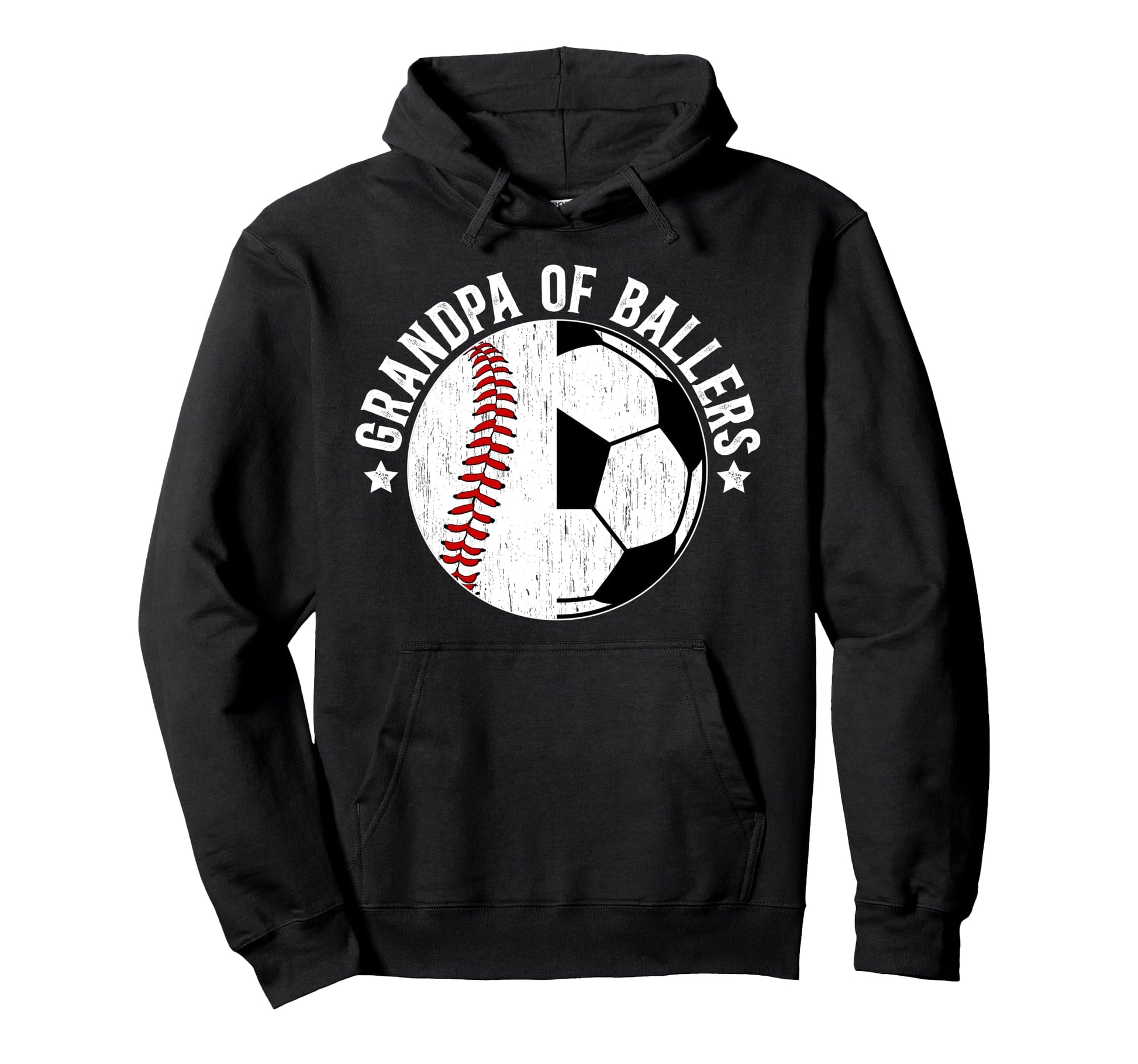 Grandpa Ballers Baseball Soccer Grandpa Hoodie - Graphic Print Unisex - T-Shirt, Sweatshirt, Hoodie