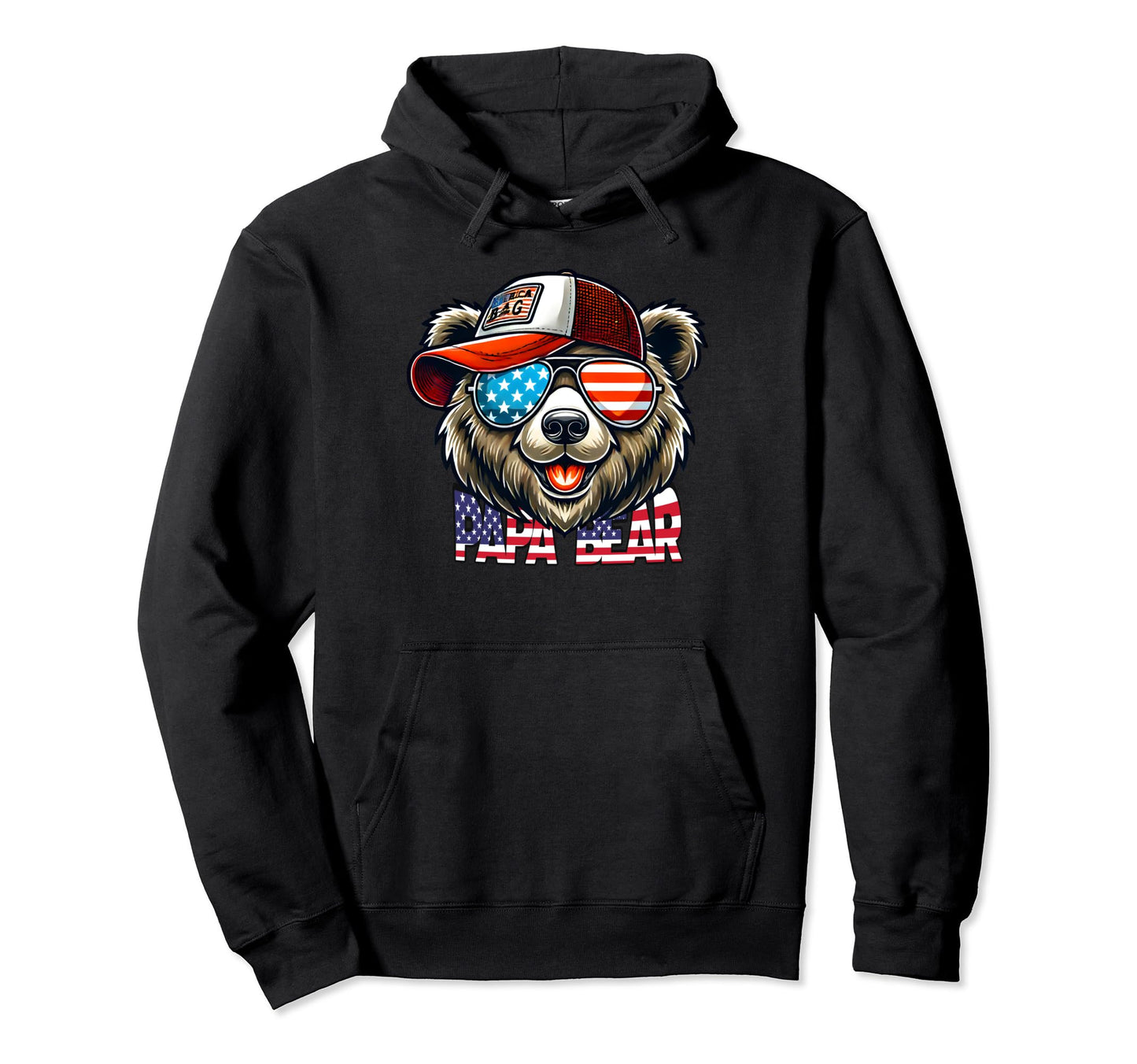 Papa Bear Funny Fathers Day Usa American Hoodie - Streetwear Style Unisex - T-Shirt, Sweatshirt, Hoodie