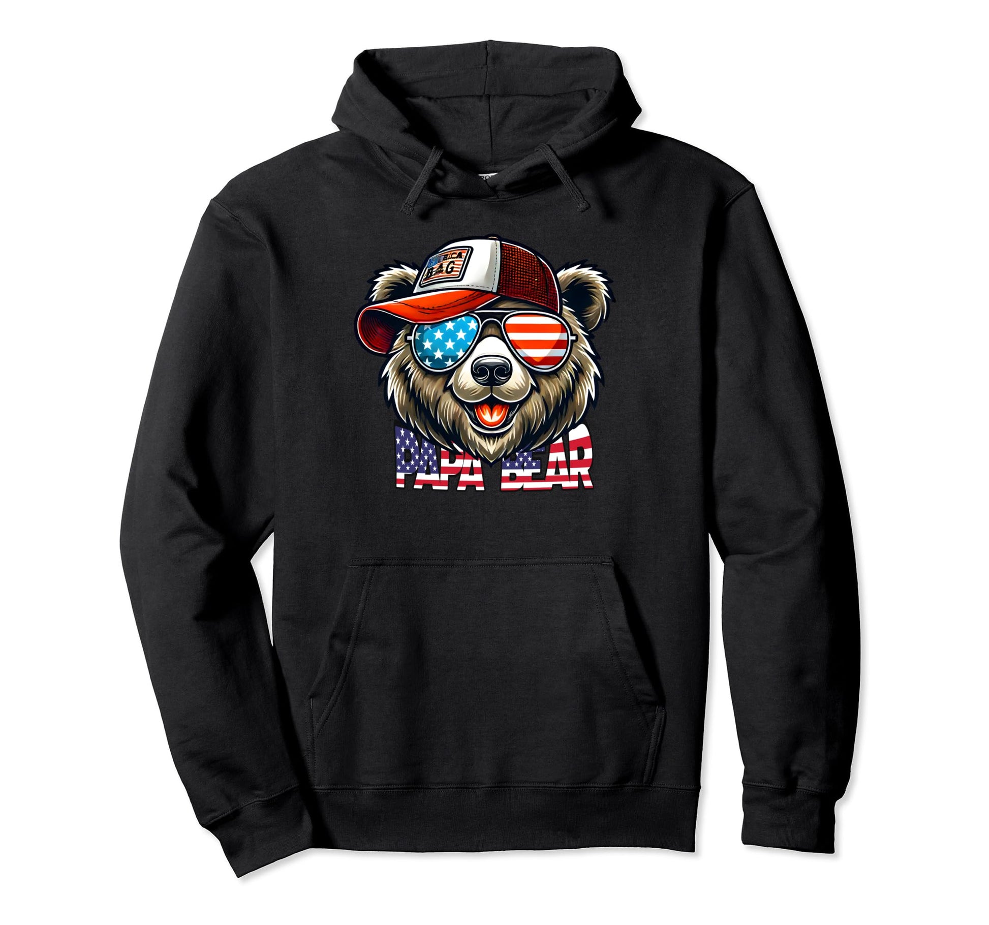 Papa Bear Funny Fathers Day Usa American Hoodie - Streetwear Style Unisex - T-Shirt, Sweatshirt, Hoodie