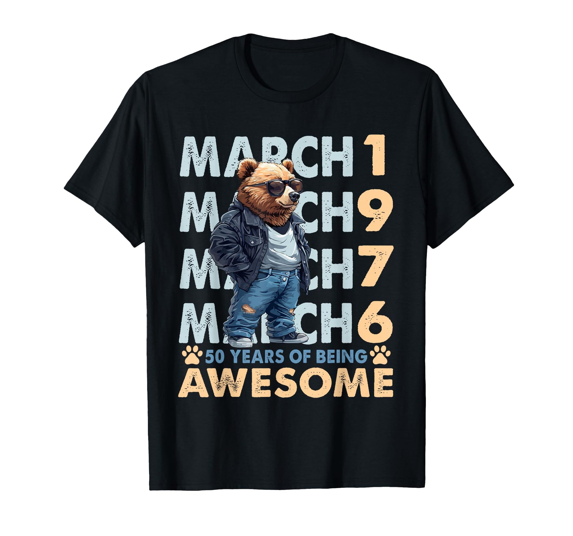 50Th Birthday Bear March 1976 50 Years T-Shirt - Graphic Print for Adults - T-Shirt, Sweatshirt, Hoodie