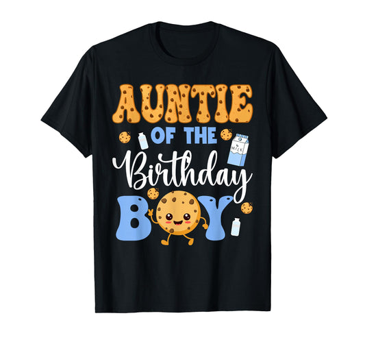 Auntie Birthday Funny Milk And Cookies Party T-Shirt - Graphic Print Unisex - T-Shirt, Sweatshirt, Hoodie
