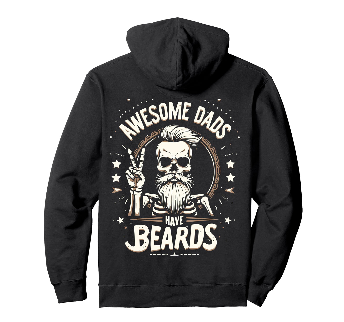 Bearded Skeleton Peace Fathers Day Hoodie - Aesthetic Graphic Unisex - T-Shirt, Sweatshirt, Hoodie