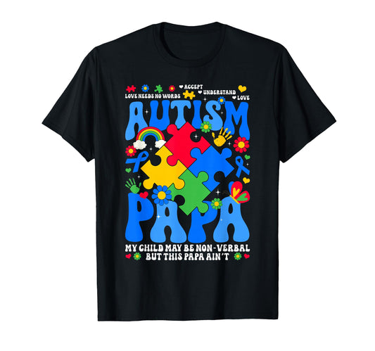 Autism Papa Autism Awareness T-Shirt - Aesthetic Graphic for Adults - T-Shirt, Sweatshirt, Hoodie