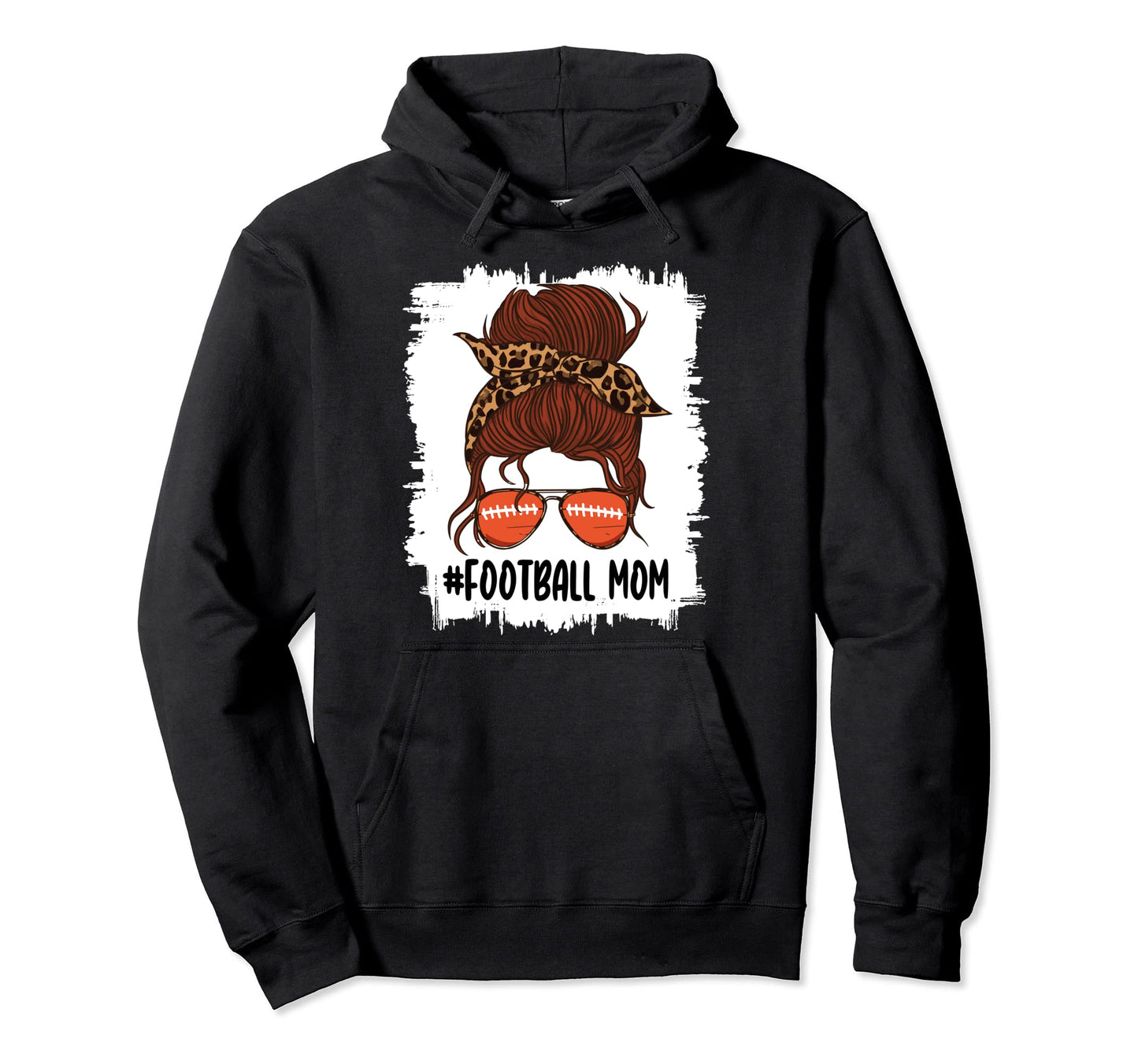 Messy Bun Football Mom Life Leopard Hoodie - Trendy Graphic Unisex - T-Shirt, Sweatshirt, Hoodie