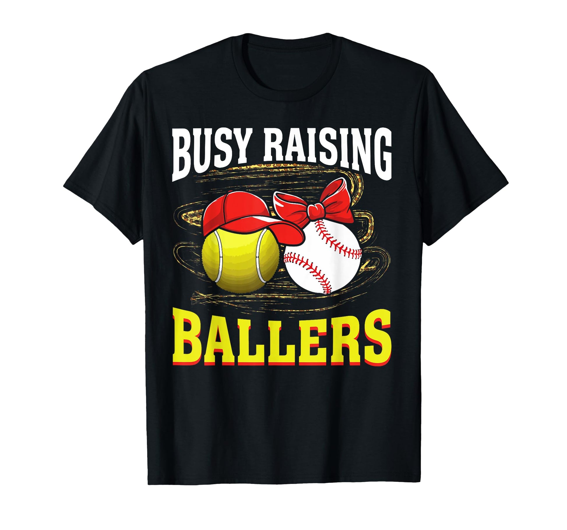 Busy Raising Ballers Tennis Baseball Mom T-Shirt - Minimalist Print Unisex - T-Shirt, Sweatshirt, Hoodie