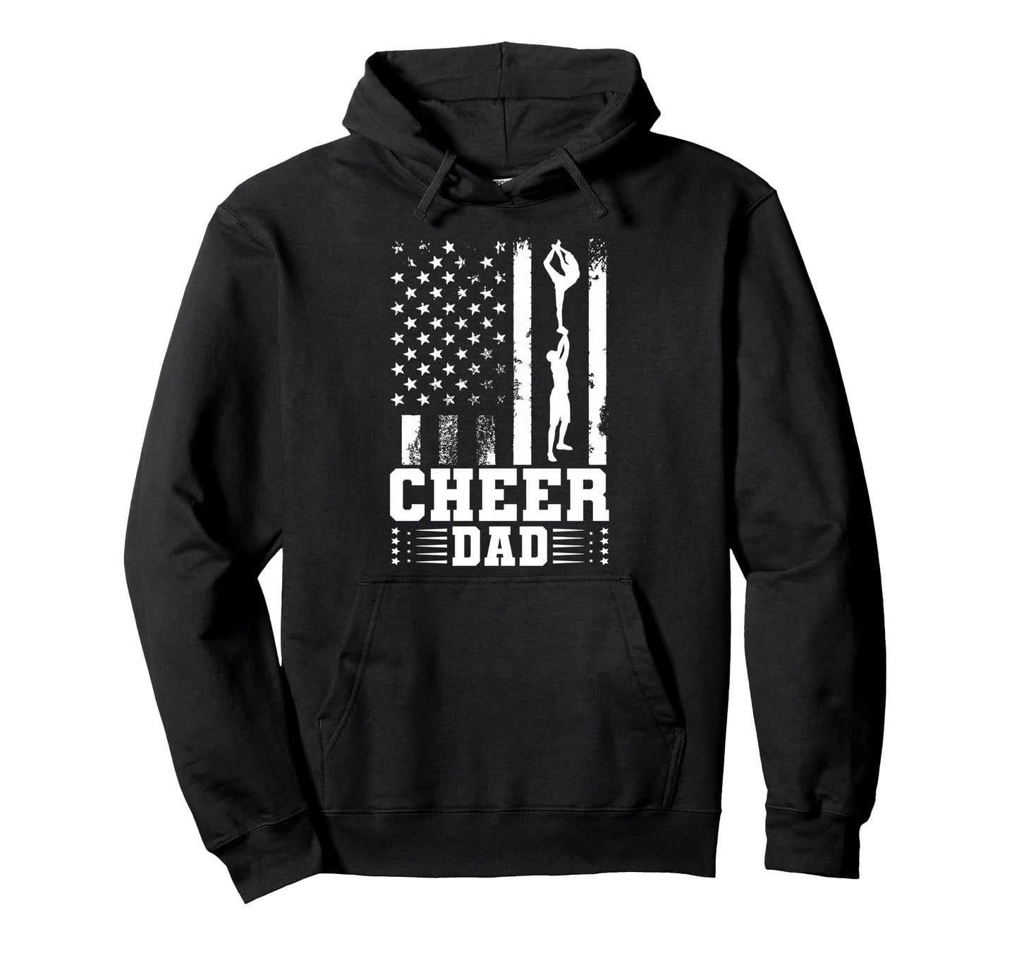 Cheer Dad Cheerleading American Flag Hoodie - Streetwear Style for Adults - T-Shirt, Sweatshirt, Hoodie