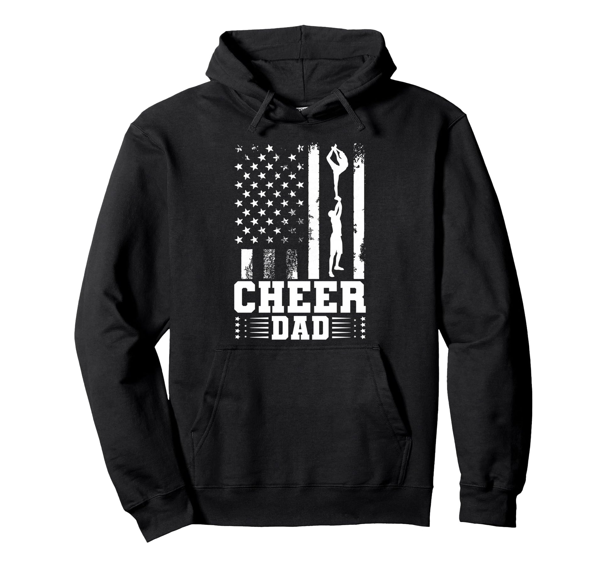 Cheer Dad Cheerleading American Flag Hoodie - Streetwear Style for Adults - T-Shirt, Sweatshirt, Hoodie