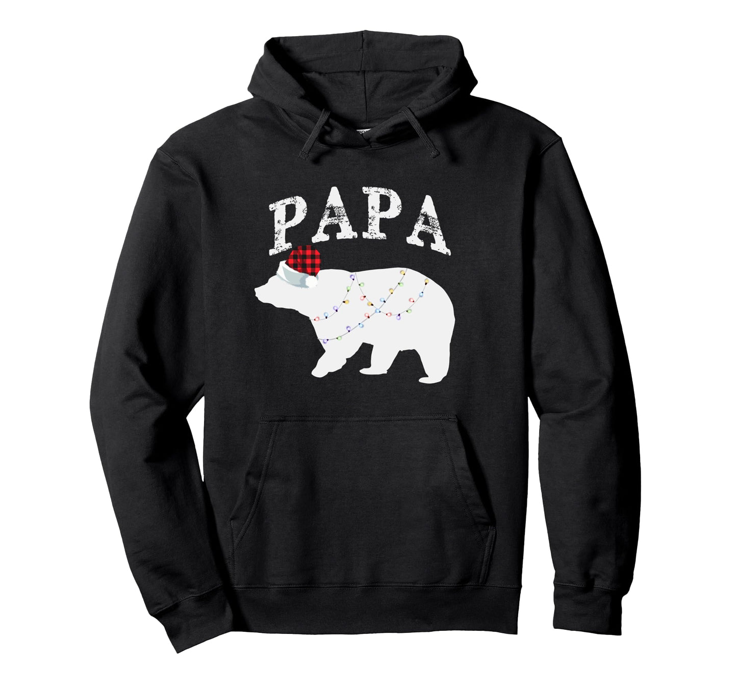 Papa Bear Buffalo Plaid Lights Matching Hoodie - Novelty Apparel Men Women - T-Shirt, Sweatshirt, Hoodie