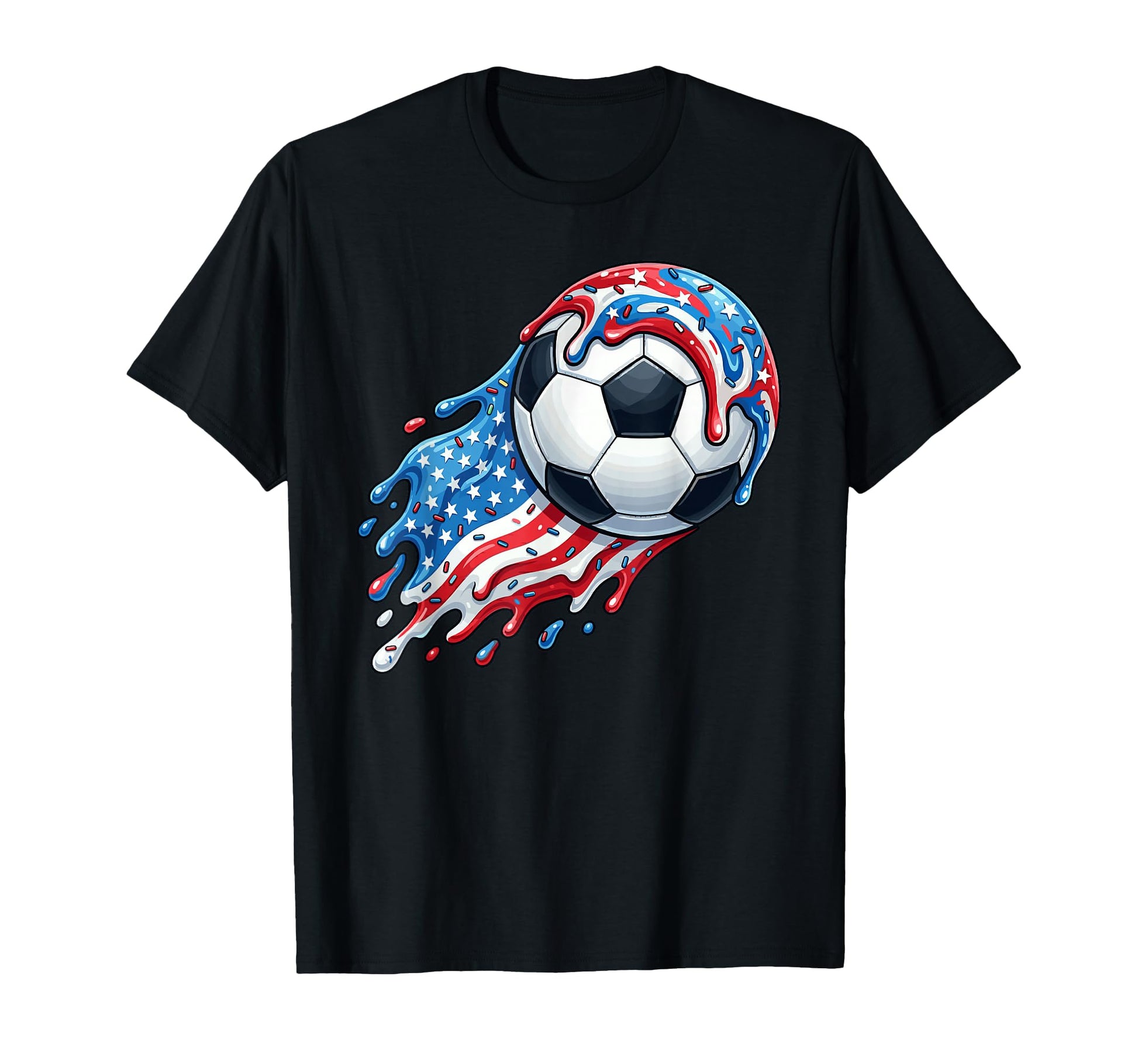 Soccer Ball Ice Cream Dripping Red White T-Shirt - Graphic Print Men Women - T-Shirt, Sweatshirt, Hoodie