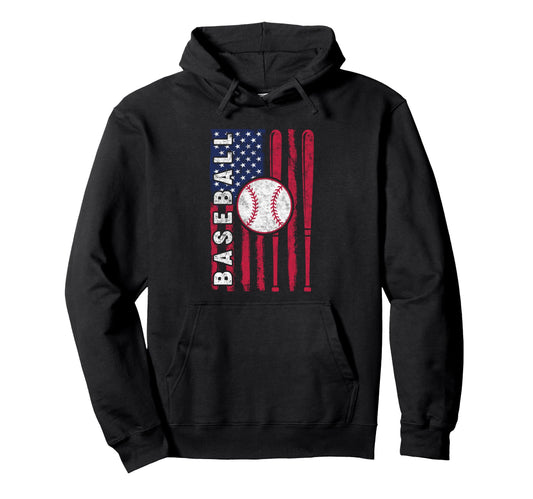 Baseball Us Flag Baseball Lover Dad Hoodie - Custom Art Print for Adults - T-Shirt, Sweatshirt, Hoodie