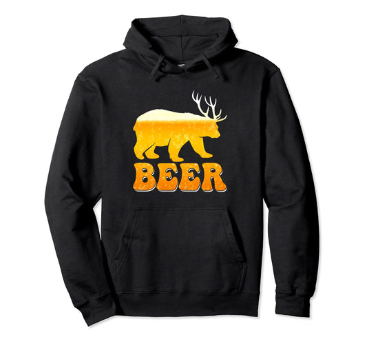 Bear Deer Hunting Funny Beer Dad Papa Hoodie - Unique Graphic Men Women - T-Shirt, Sweatshirt, Hoodie