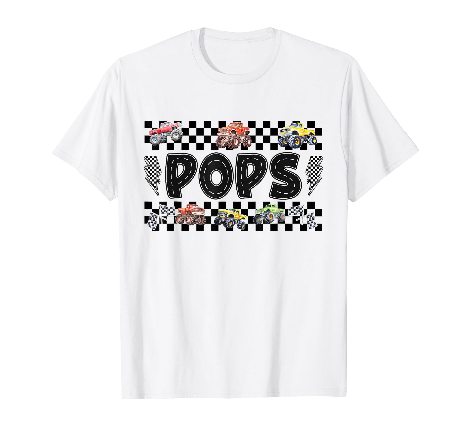 Pops Monster Truck Family Crew Birthday T-Shirt - Graphic Print Men Women - T-Shirt, Sweatshirt, Hoodie