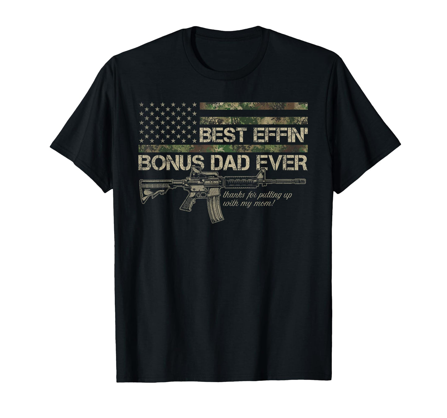 Best Effin Bonus Dad American Camo Flag T-Shirt - Minimalist Print Unisex - T-Shirt, Sweatshirt, Hoodie