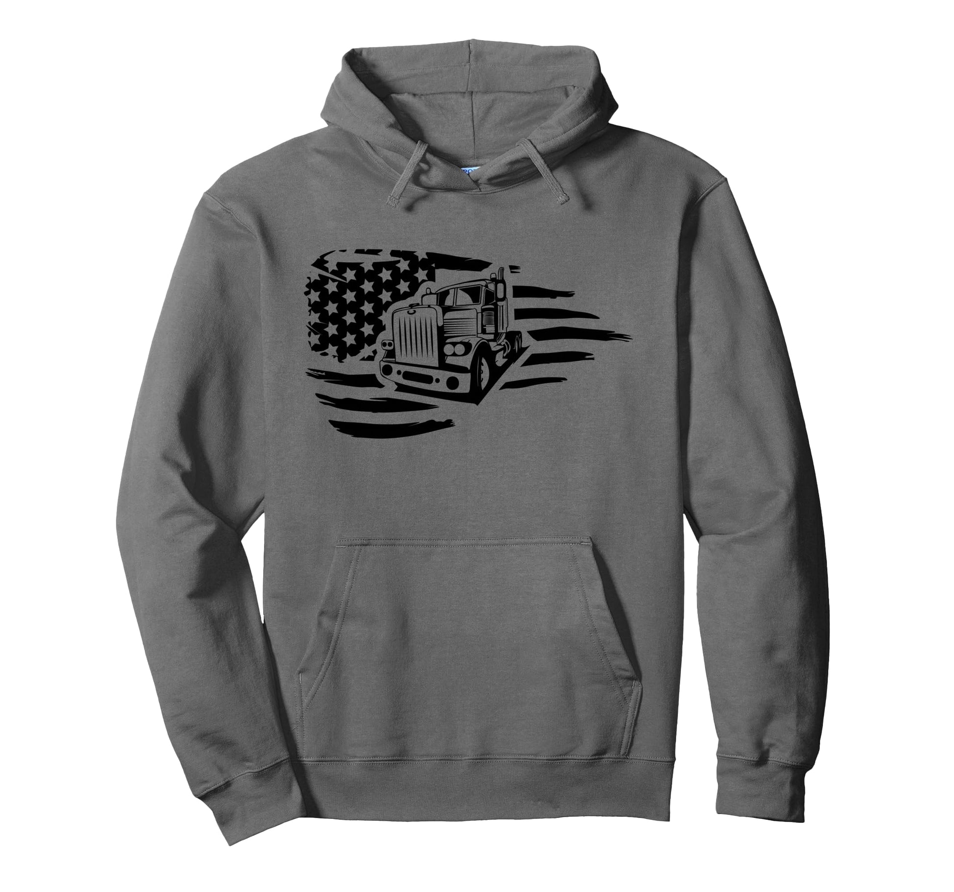 Truck Driver Dad Us Flag 18 Wheeler Hoodie - Unique Graphic for Adults - T-Shirt, Sweatshirt, Hoodie