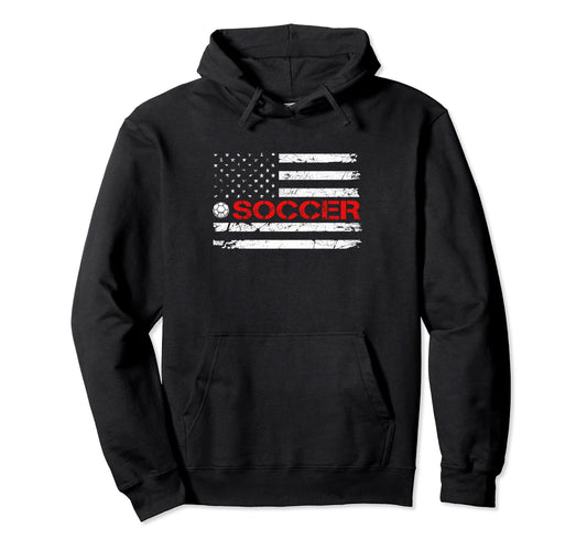 American Flag Soccer Mom Dad Brother Hoodie - Novelty Apparel for Adults - T-Shirt, Sweatshirt, Hoodie