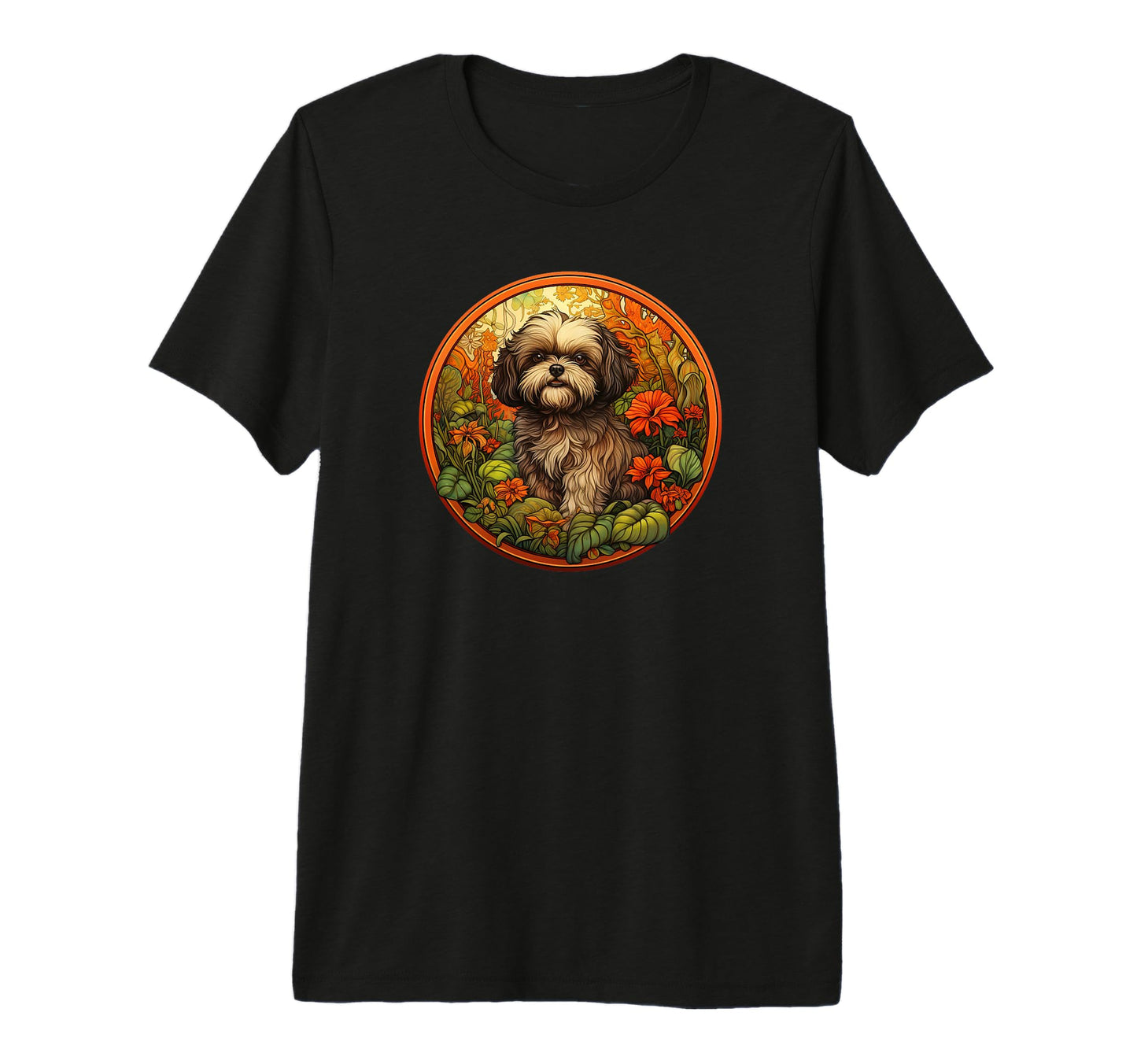 Beautiful Womens Floral Art Shih Tzu T-Shirt - Trendy Graphic Men Women - T-Shirt, Sweatshirt, Hoodie