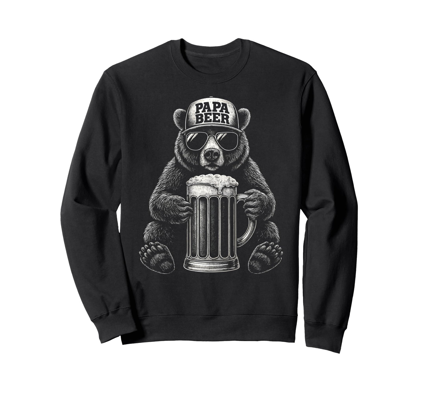 Papa Beer Funny Dad Bear Drinking Sweatshirt - Unique Graphic for Adults - T-Shirt, Sweatshirt, Hoodie