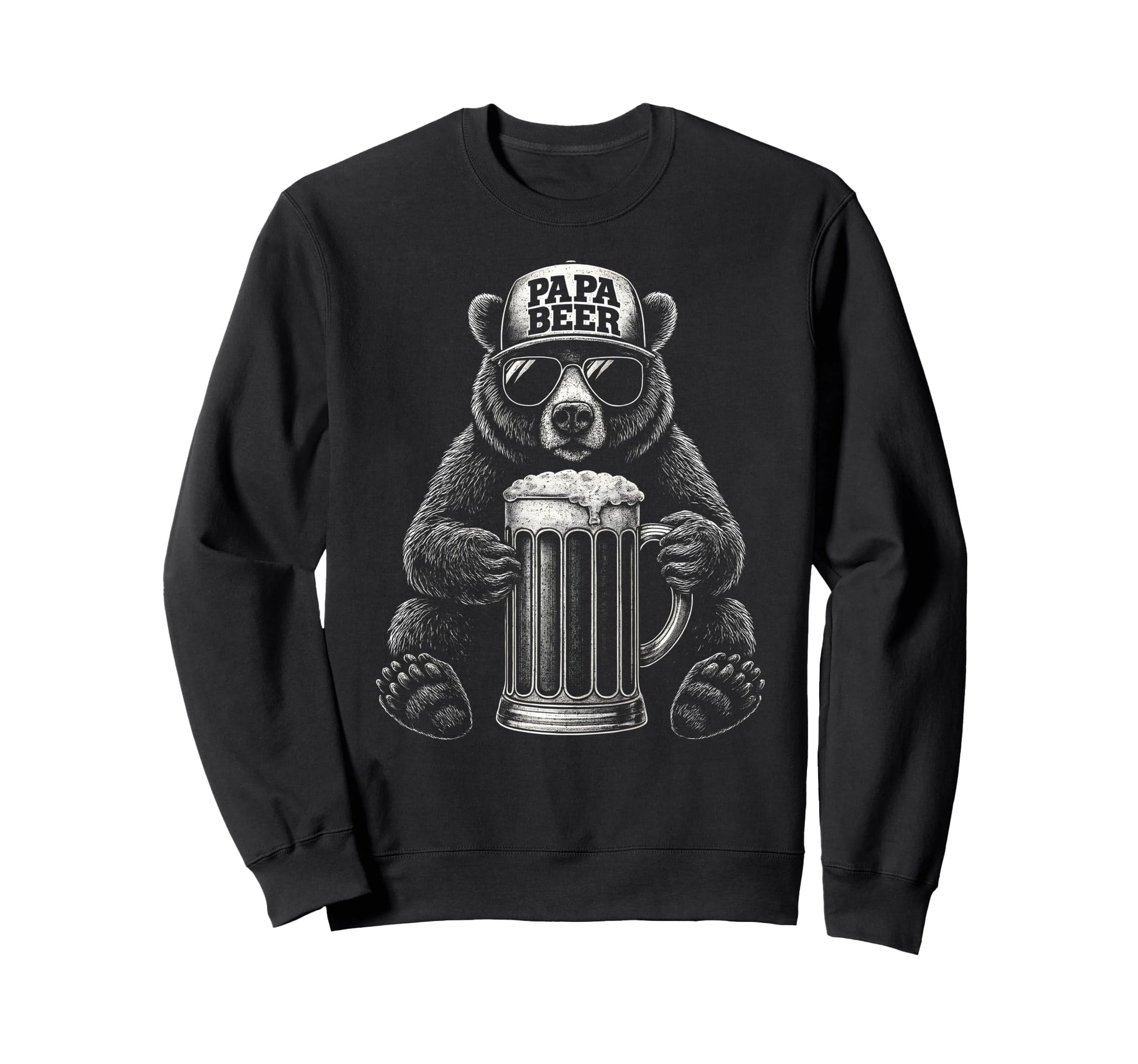 Papa Beer Funny Dad Bear Drinking Sweatshirt - Unique Graphic for Adults - T-Shirt, Sweatshirt, Hoodie