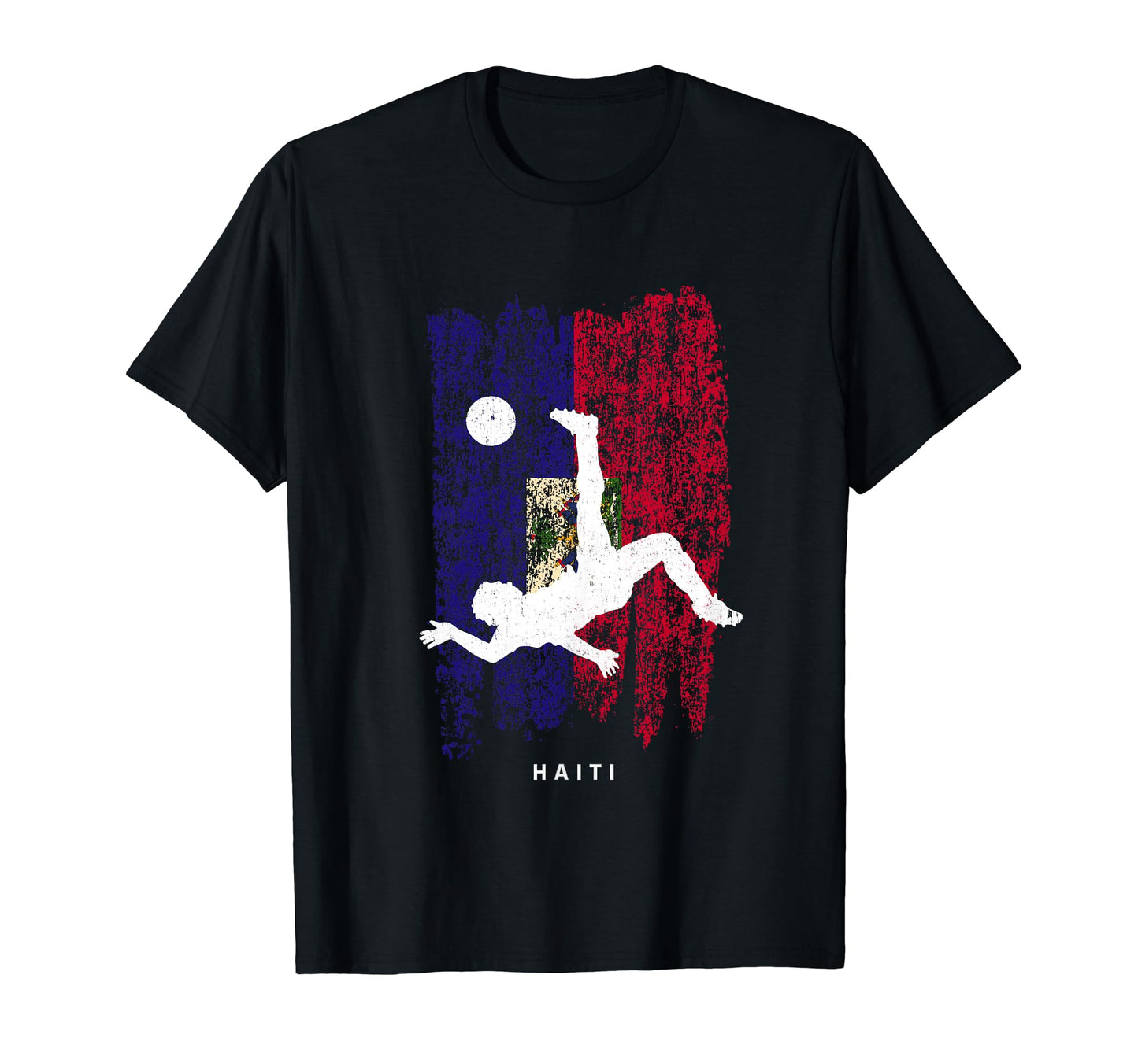 Haiti Flag Soccer Player Silhouette T-Shirt - Aesthetic Graphic for Adults - T-Shirt, Sweatshirt, Hoodie