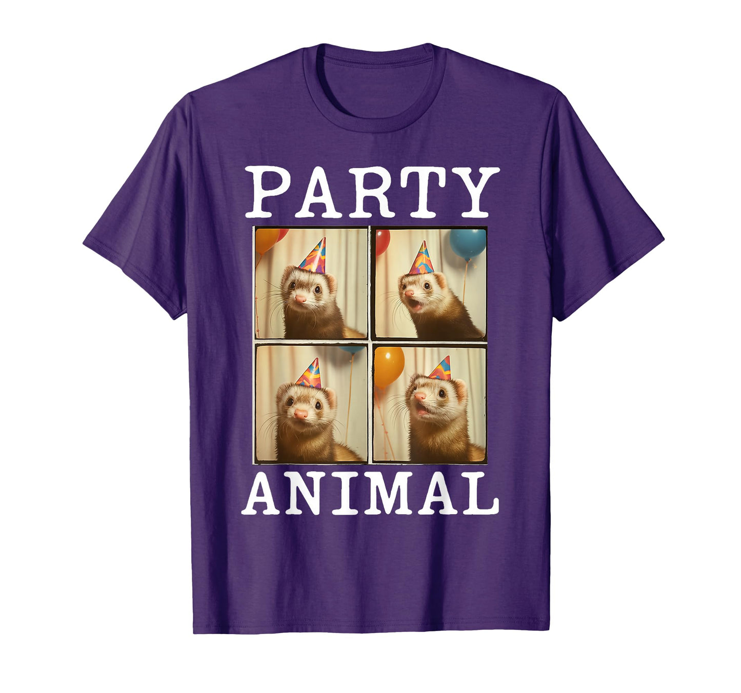 Funny Party Animal Hat Ferret Face T-Shirt - Custom Art Print for Adults - T-Shirt, Sweatshirt, Hoodie