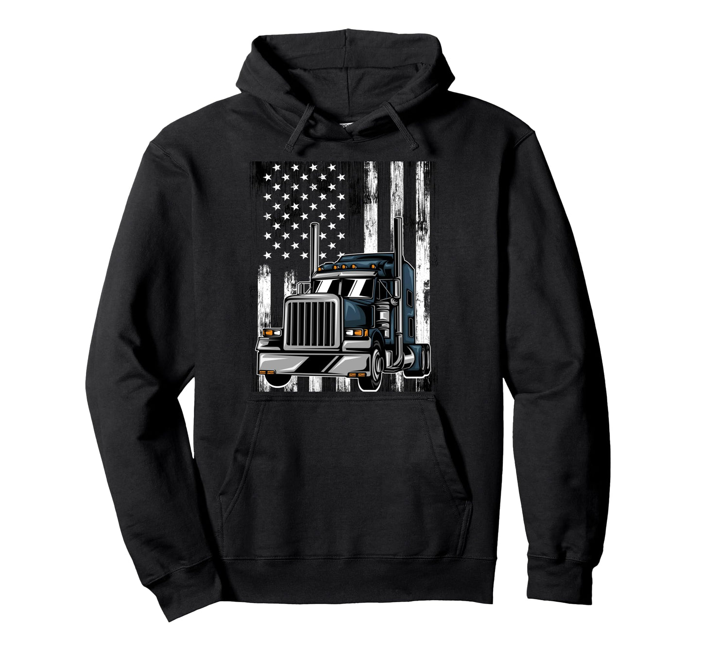 Usa Flag Trucker Dad Truck Driver Art Hoodie - Casual Everyday Wear Unisex - T-Shirt, Sweatshirt, Hoodie