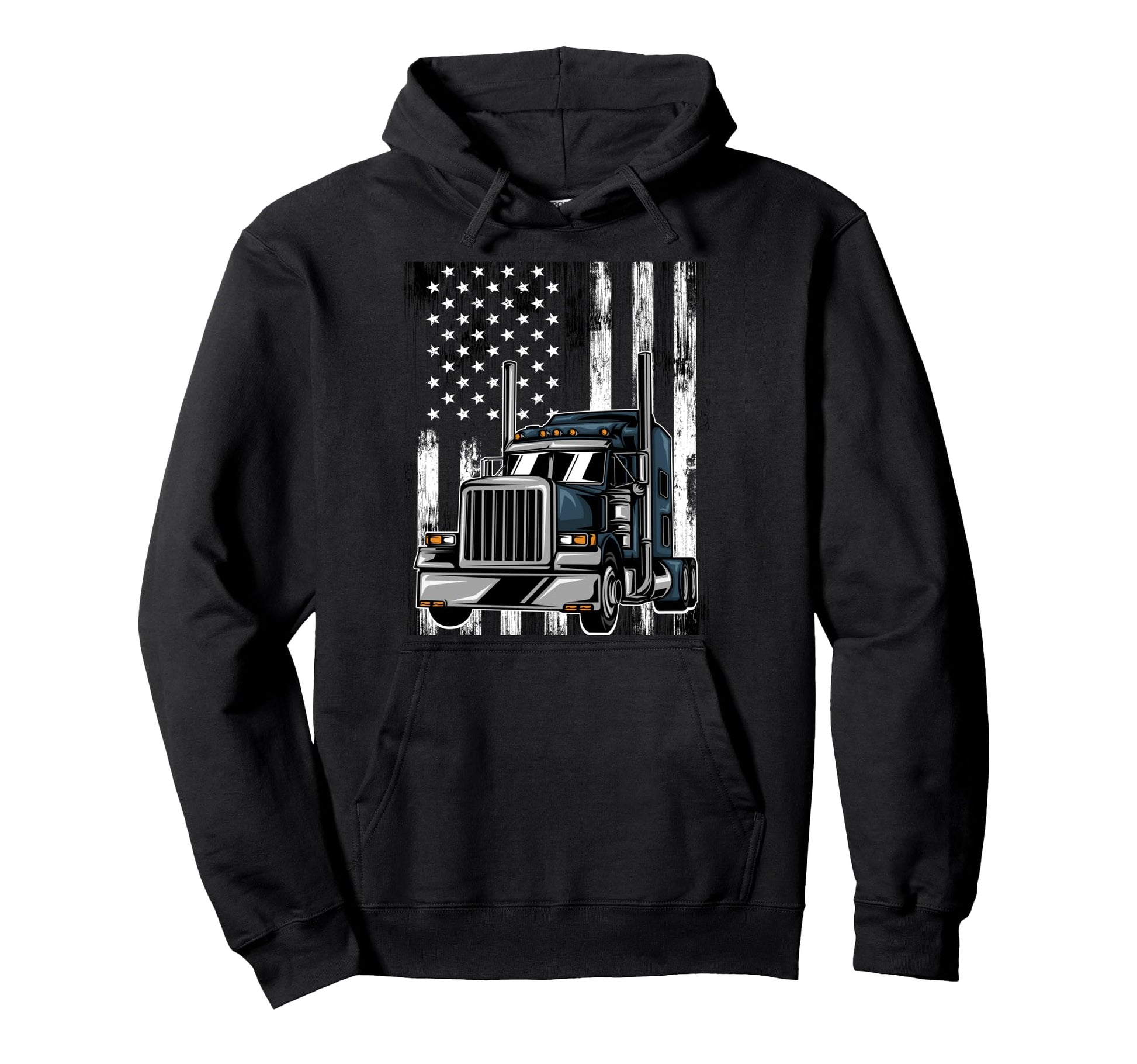 Usa Flag Trucker Dad Truck Driver Art Hoodie - Casual Everyday Wear Unisex - T-Shirt, Sweatshirt, Hoodie