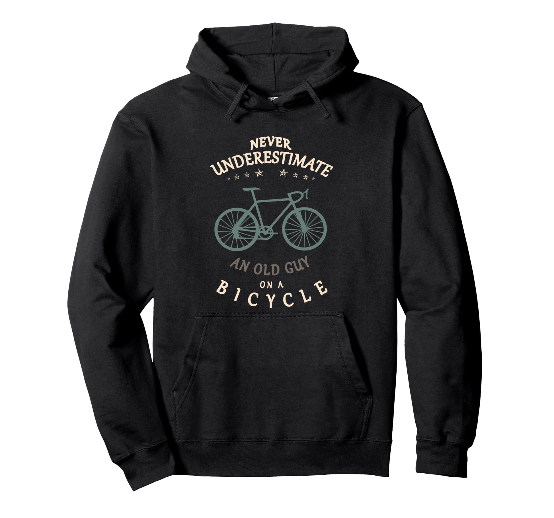 Bike Cycling Never Underestimate Old Hoodie - Novelty Apparel for Adults - T-Shirt, Sweatshirt, Hoodie