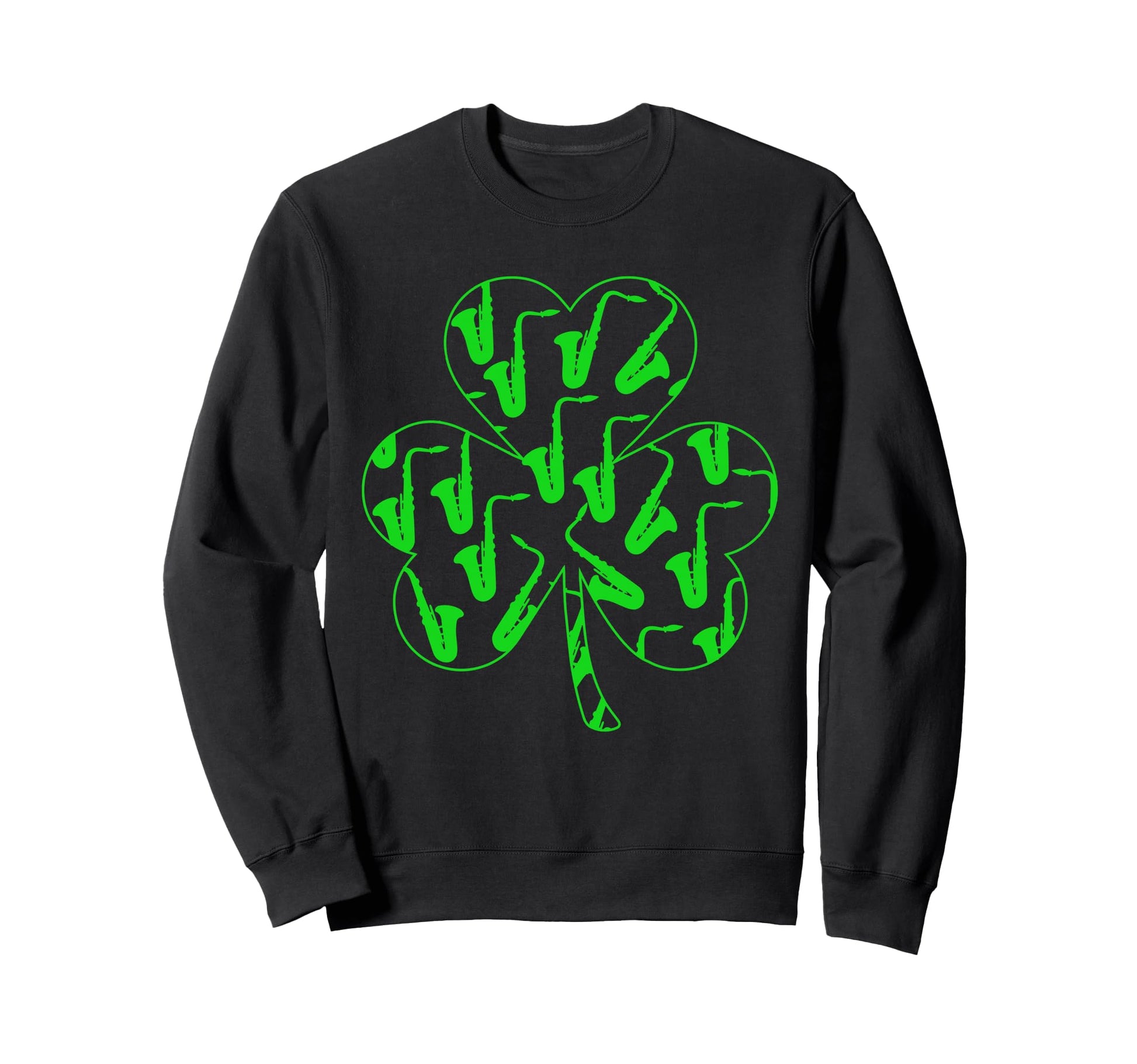 Saxophones Inside Shamrock St Sweatshirt - Unique Graphic Men Women - T-Shirt, Sweatshirt, Hoodie