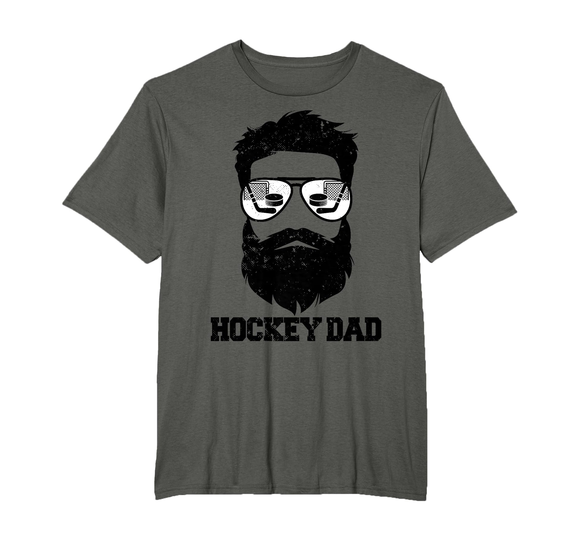 Hockey Dad Funny Messy Hair Beard Hockey Dad T-Shirt - Graphic Print Unisex - T-Shirt, Sweatshirt, Hoodie