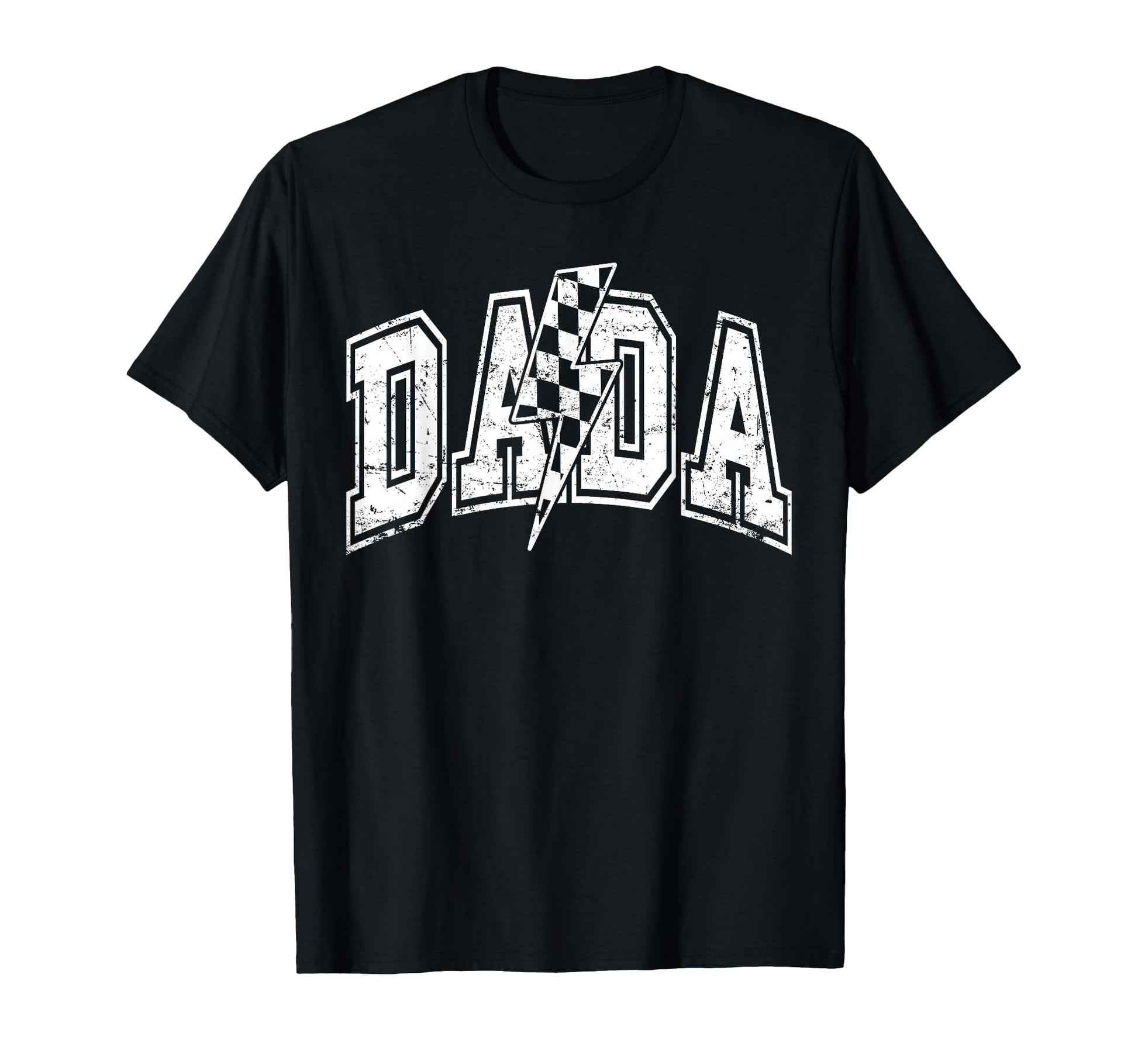 Dada Lightning Bolt Checkered Varsity T-Shirt - Novelty Apparel for Adults - T-Shirt, Sweatshirt, Hoodie