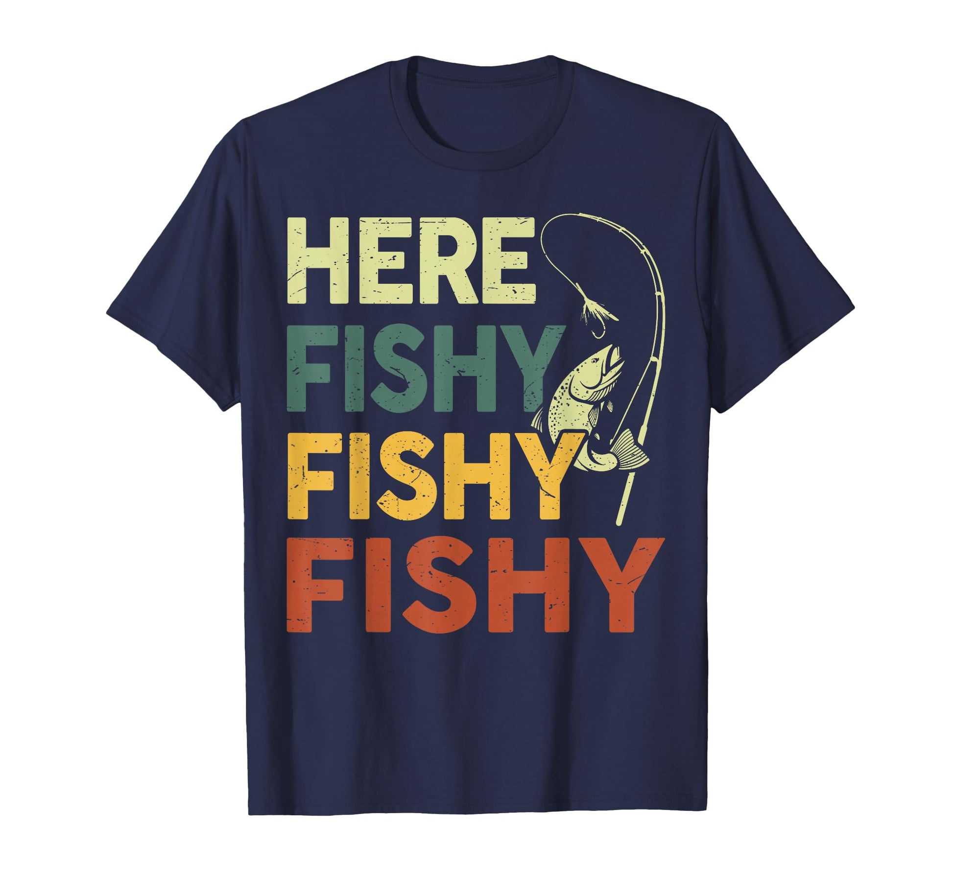 Here Fishy Fishing Mens Bass Fish T-Shirt - Novelty Apparel Men Women - T-Shirt, Sweatshirt, Hoodie