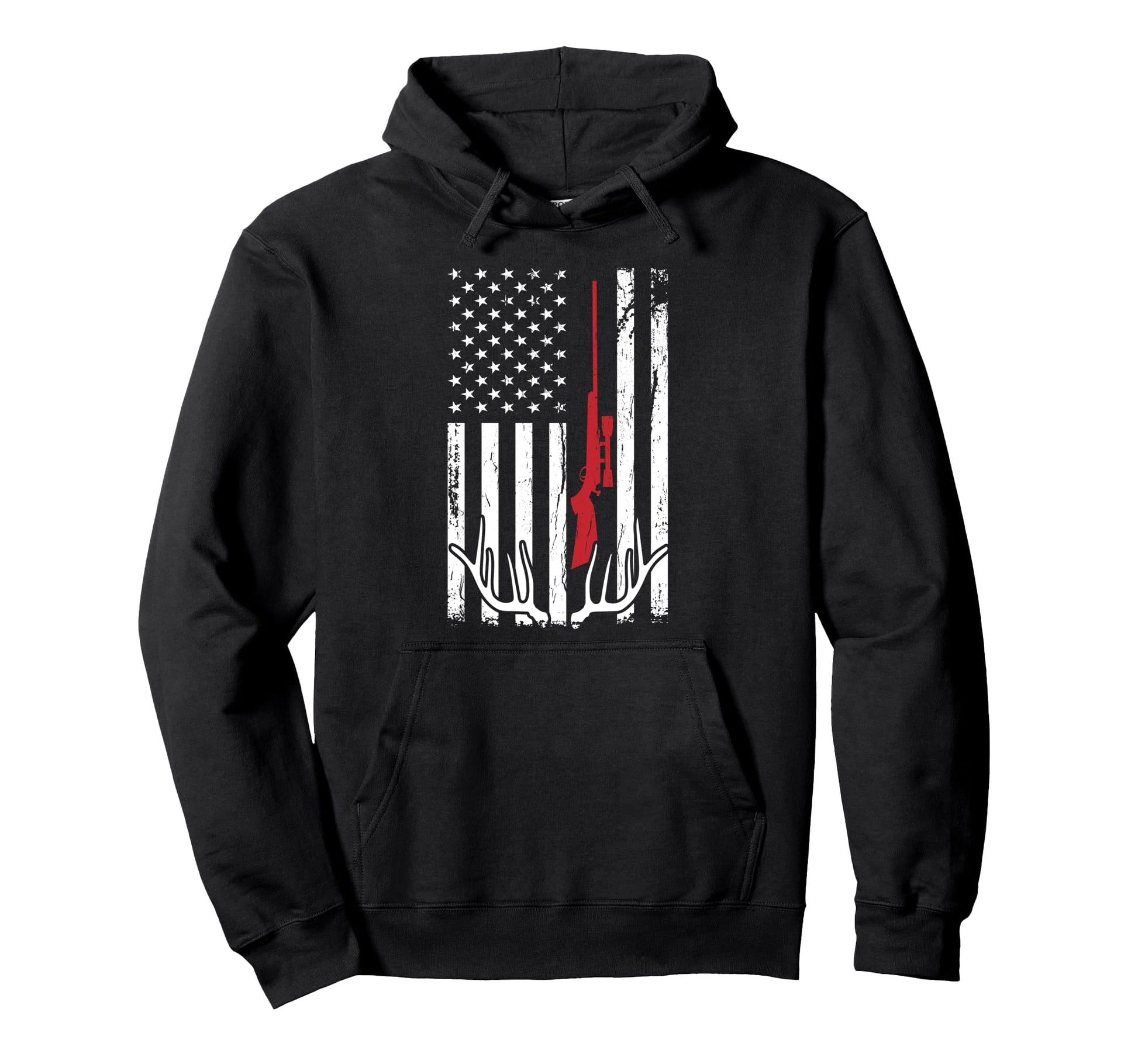 Hunter American Flag Usa Hunting Deer Gift Hoodie - Minimalist Print Unisex - T-Shirt, Sweatshirt, Hoodie