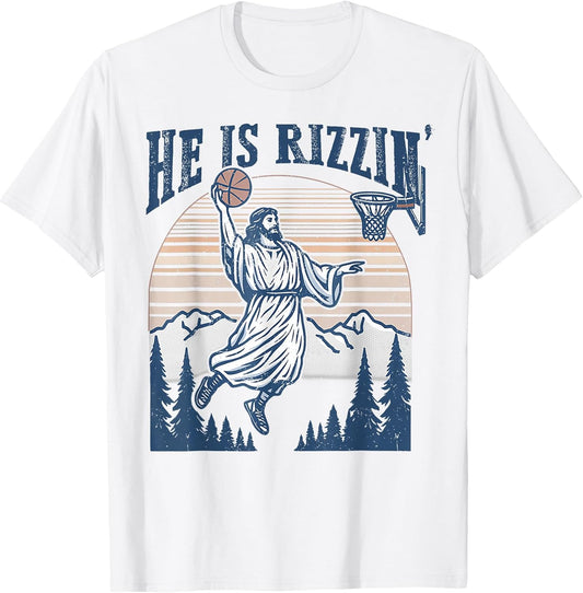 Basketball He Is Rizzin' Easter Jesus Christian Unisex T-shirt, Sweatshirt, Hoodie, Long Sleeve Tee - T-Shirt, Sweatshirt, Hoodie