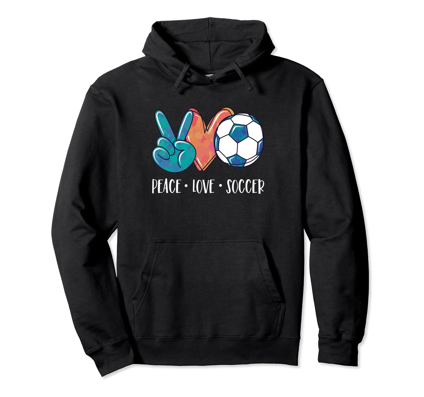 Soccer Lovers Peace Love Soccer Hoodie - Casual Everyday Wear Men Women - T-Shirt, Sweatshirt, Hoodie