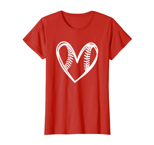 Baseball Outlined Heart Teens Love T-Shirt - Custom Art Print Unisex - T-Shirt, Sweatshirt, Hoodie