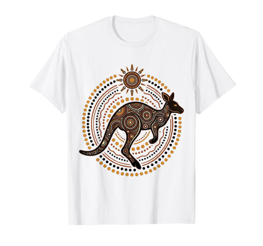 Australian Kangaroo Aboriginal Dot Art T-Shirt - Fun Novelty Design Unisex - T-Shirt, Sweatshirt, Hoodie