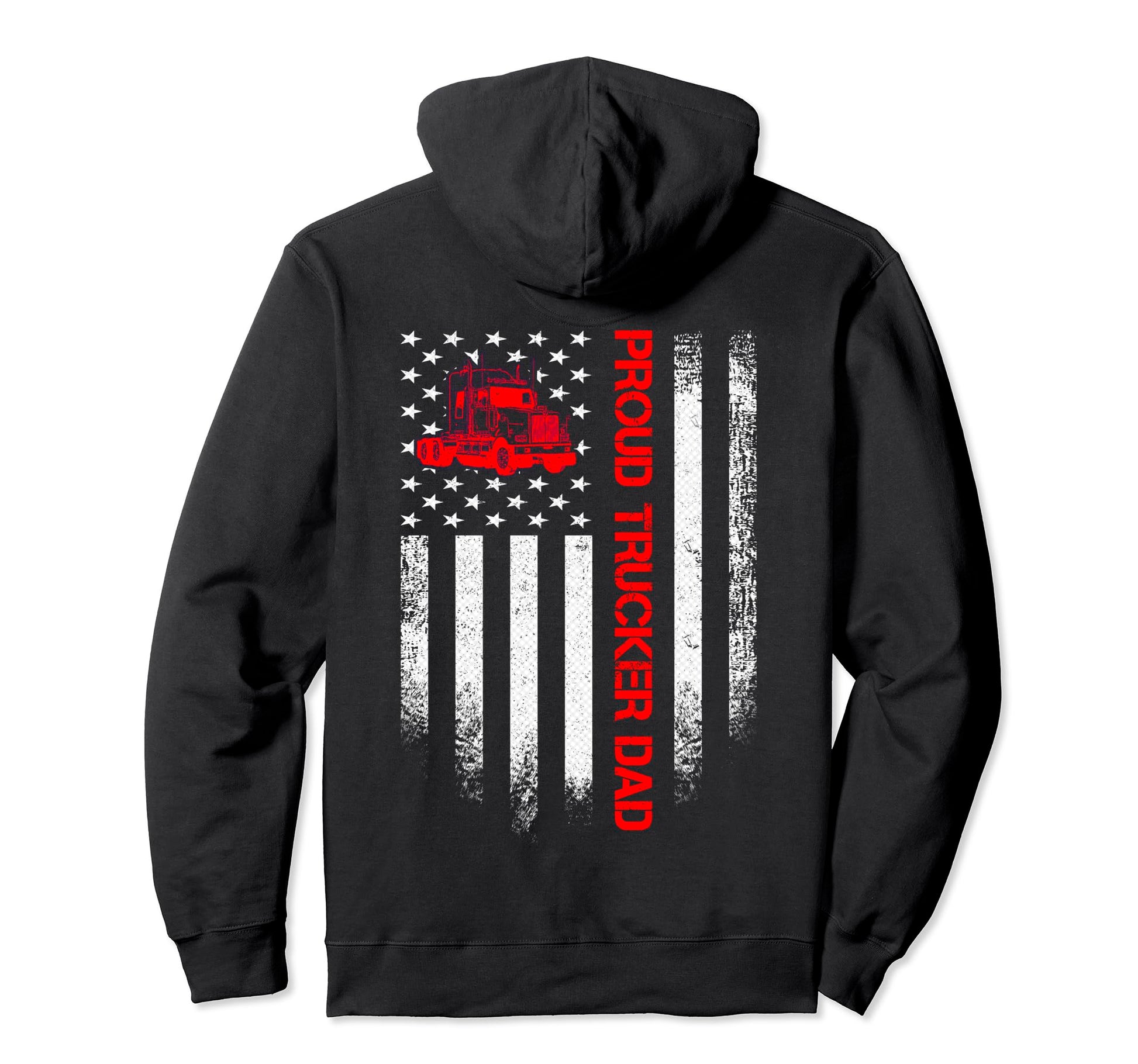 Usa American Flag Proud Trucker Truck Hoodie - Unique Graphic Men Women - T-Shirt, Sweatshirt, Hoodie