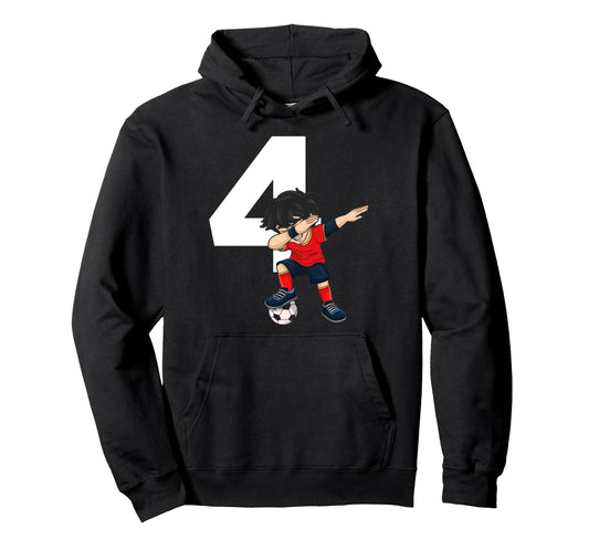 4 Soccer Birthday Gift Soccer Fan Hoodie - Fun Novelty Design Men Women - T-Shirt, Sweatshirt, Hoodie