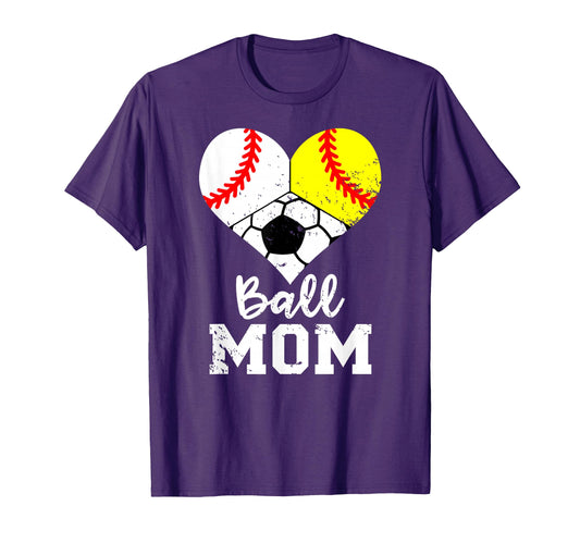 Ball Mom Funny Baseball Softball T-Shirt - Casual Everyday Wear Unisex - T-Shirt, Sweatshirt, Hoodie