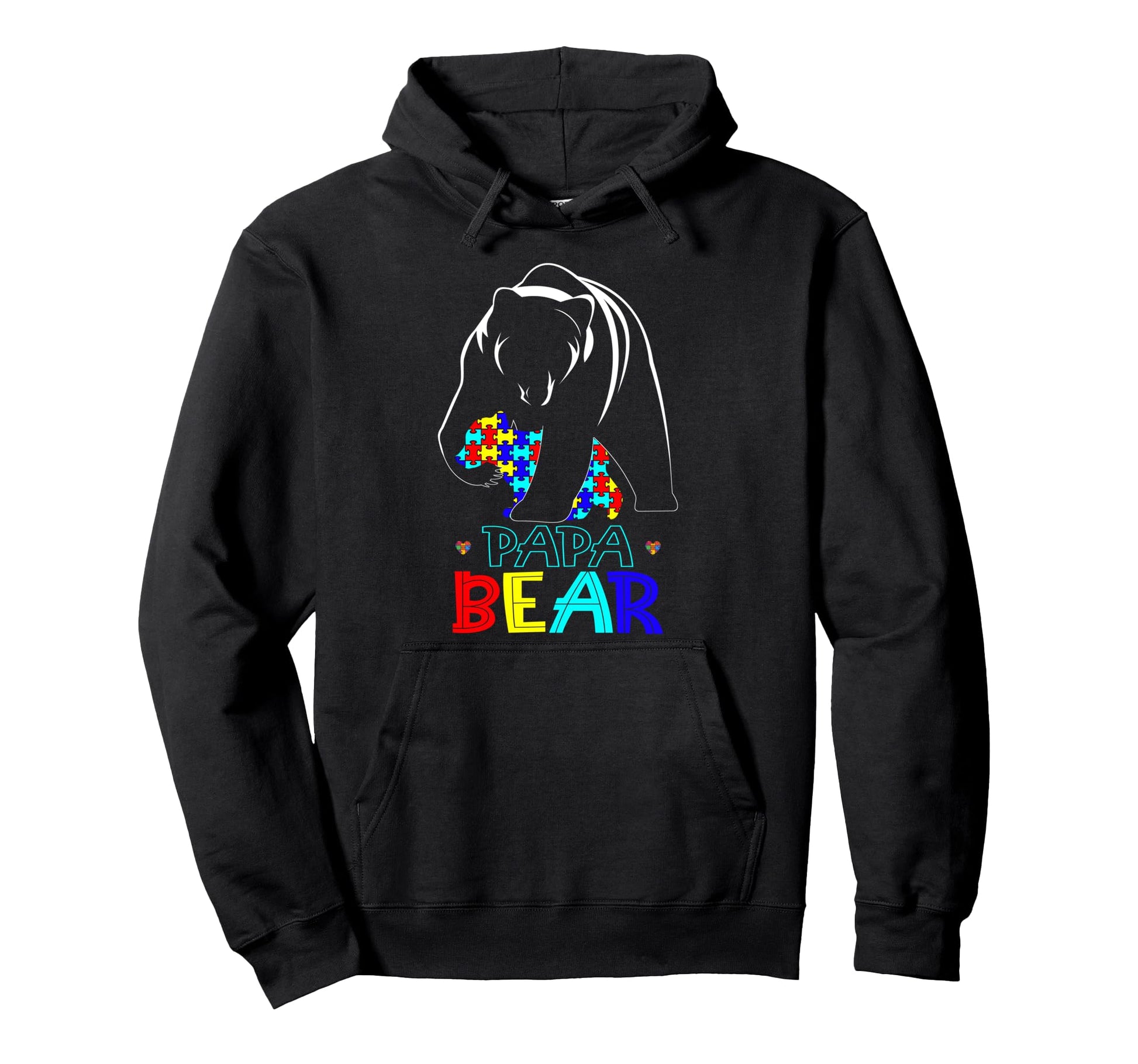 Papa Bear Autism Awareness Gifts Hoodie - Minimalist Print Men Women - T-Shirt, Sweatshirt, Hoodie
