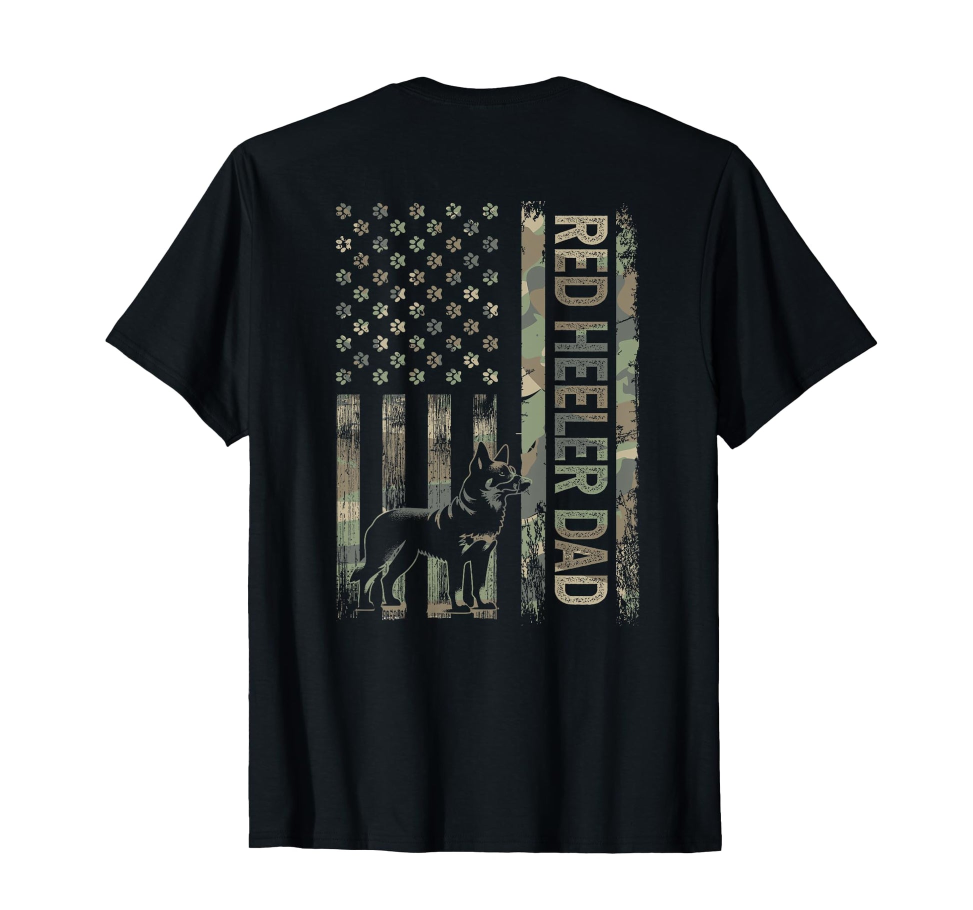 Red Heeler Dad Back Camo Usa Flag T-Shirt - Aesthetic Graphic Men Women - T-Shirt, Sweatshirt, Hoodie