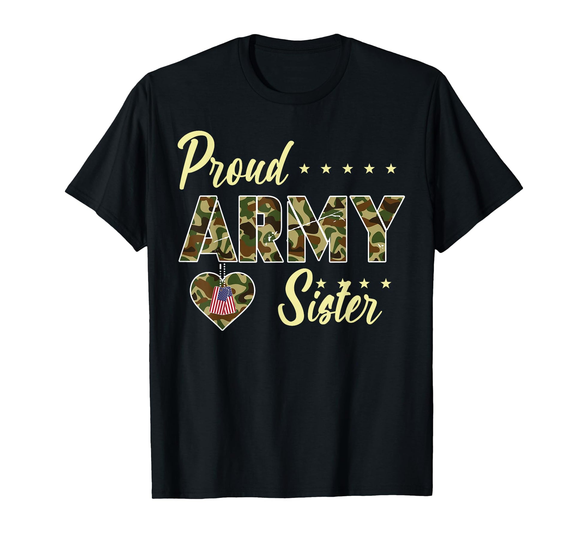 Proud Army Sister Camouflage Soldier T-Shirt - Minimalist Print for Adults - T-Shirt, Sweatshirt, Hoodie