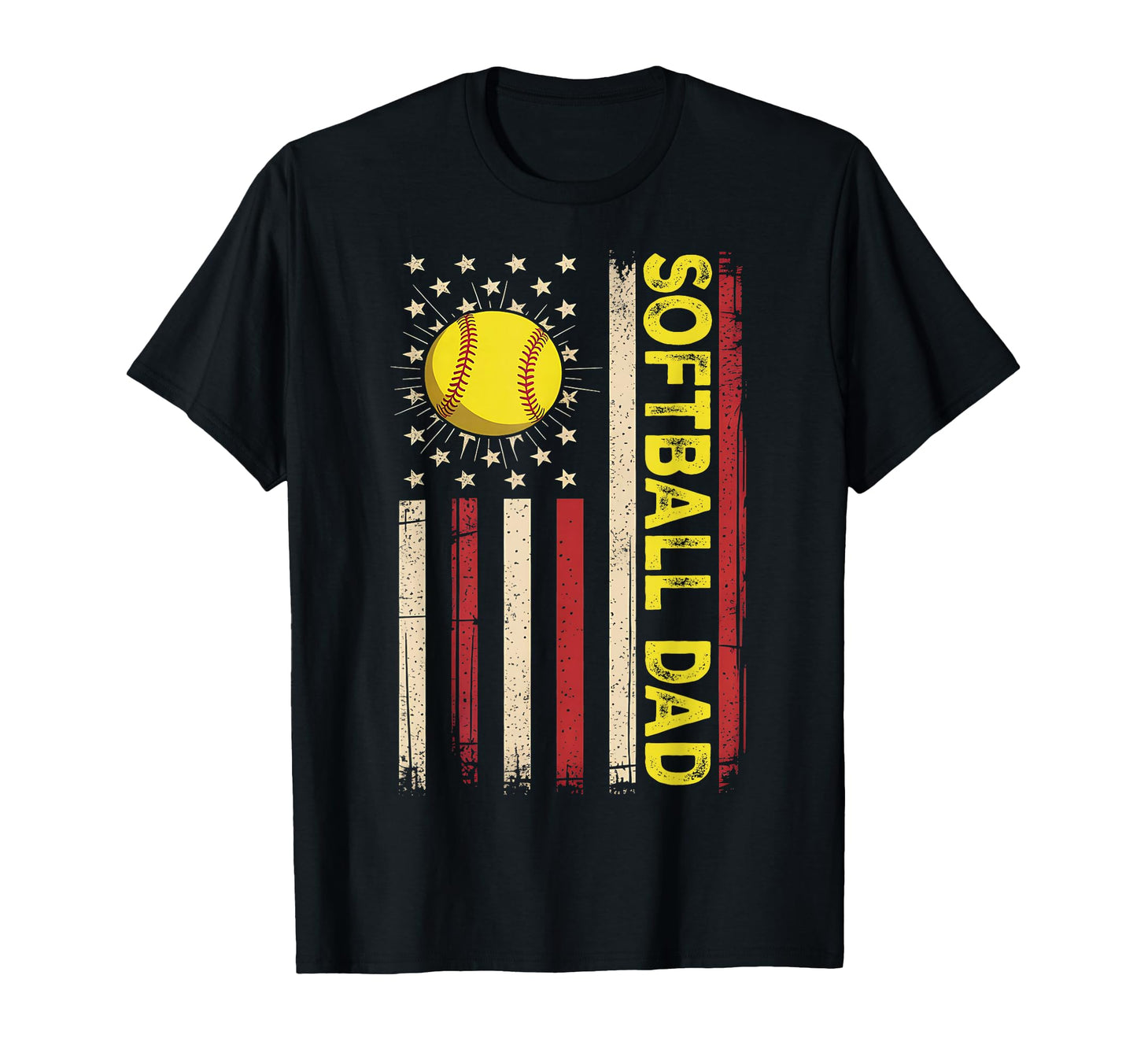 4Th July Softball Dad American Flag T-Shirt - Streetwear Style Men Women - T-Shirt, Sweatshirt, Hoodie