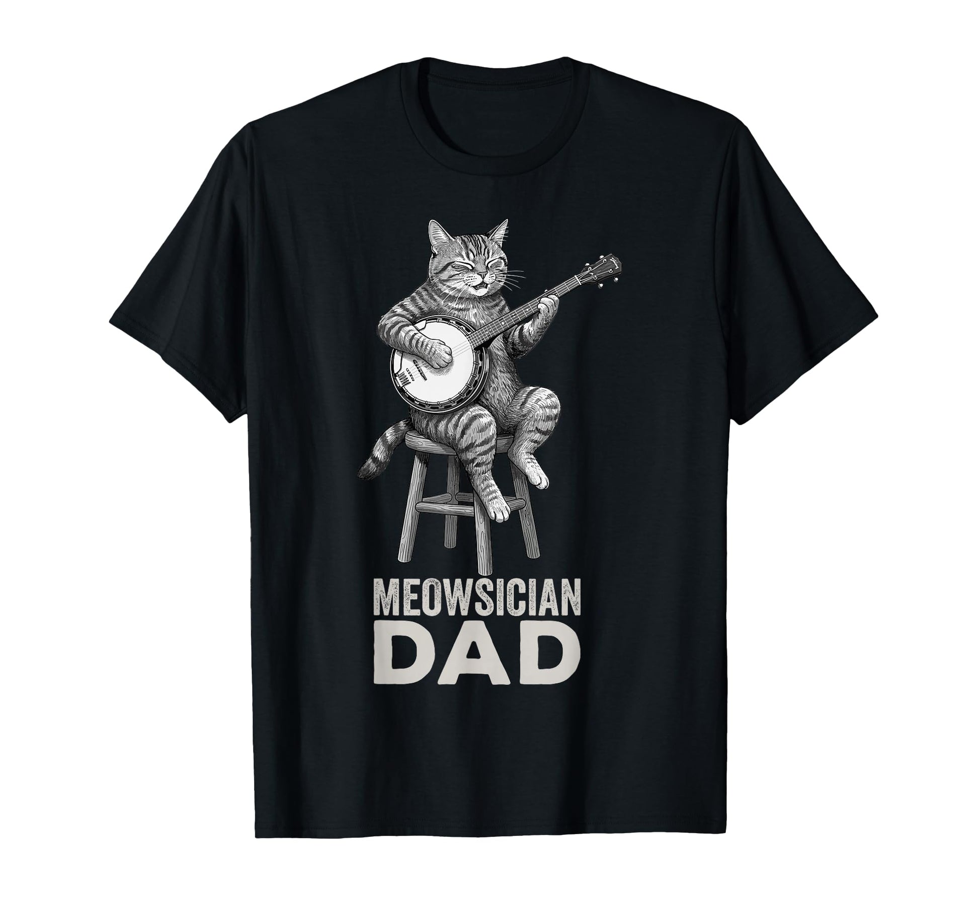 Funny Cat Playing Banjo T-Shirt - Casual Everyday Wear Men Women - T-Shirt, Sweatshirt, Hoodie