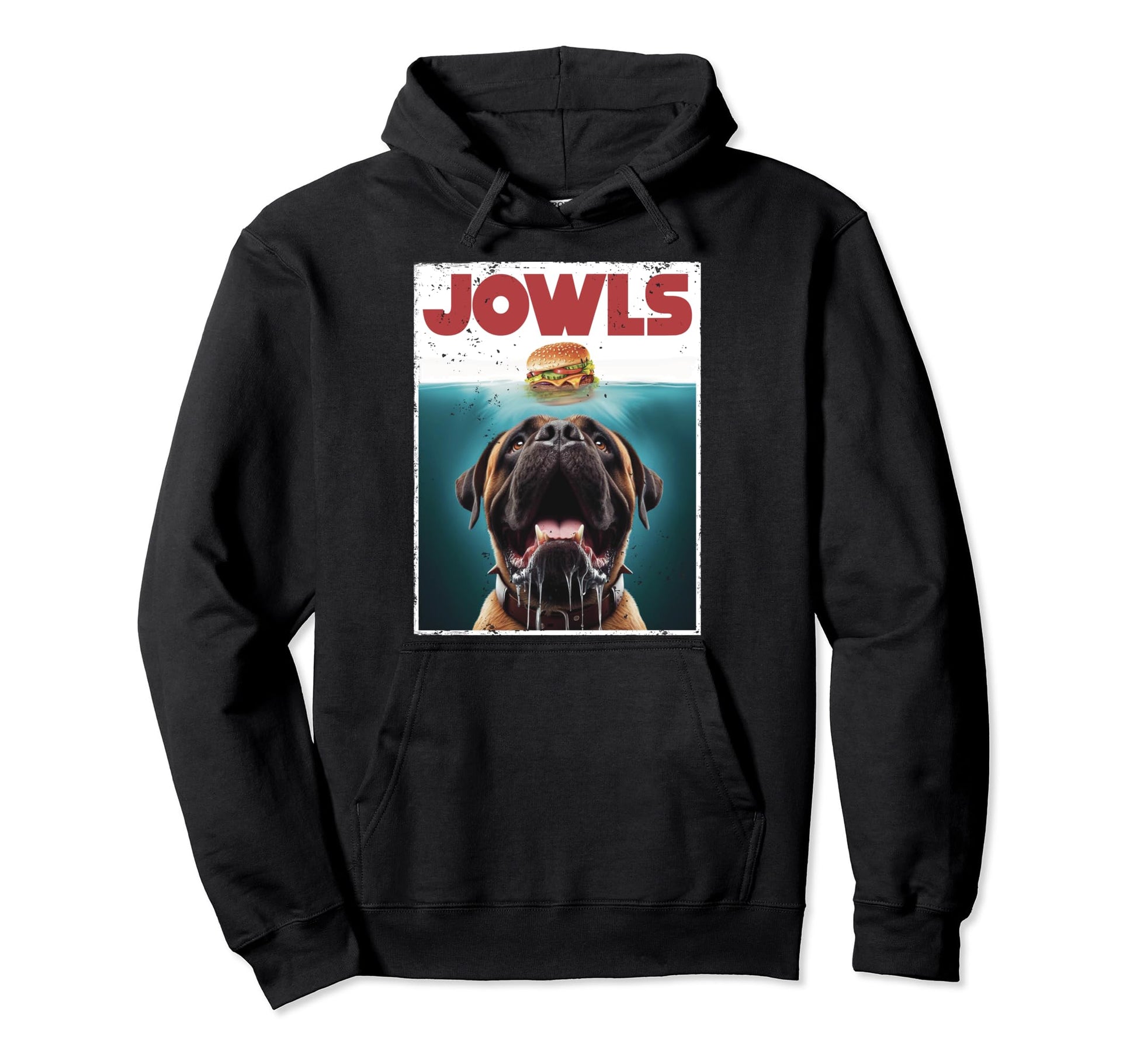 English Mastiff Jowls Burger Hoodie - Trendy Graphic for Adults - T-Shirt, Sweatshirt, Hoodie