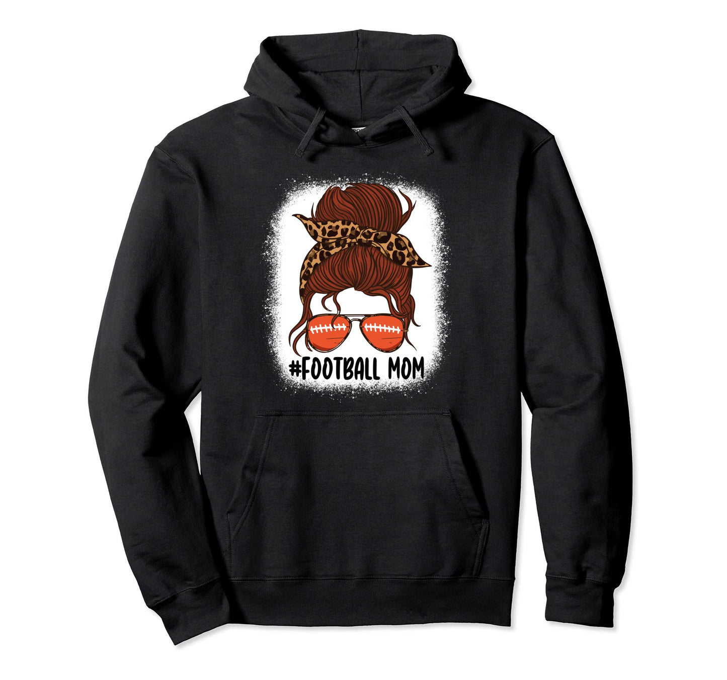 Messy Bun Football Mom Life Leopard Hoodie - Aesthetic Graphic Unisex - T-Shirt, Sweatshirt, Hoodie
