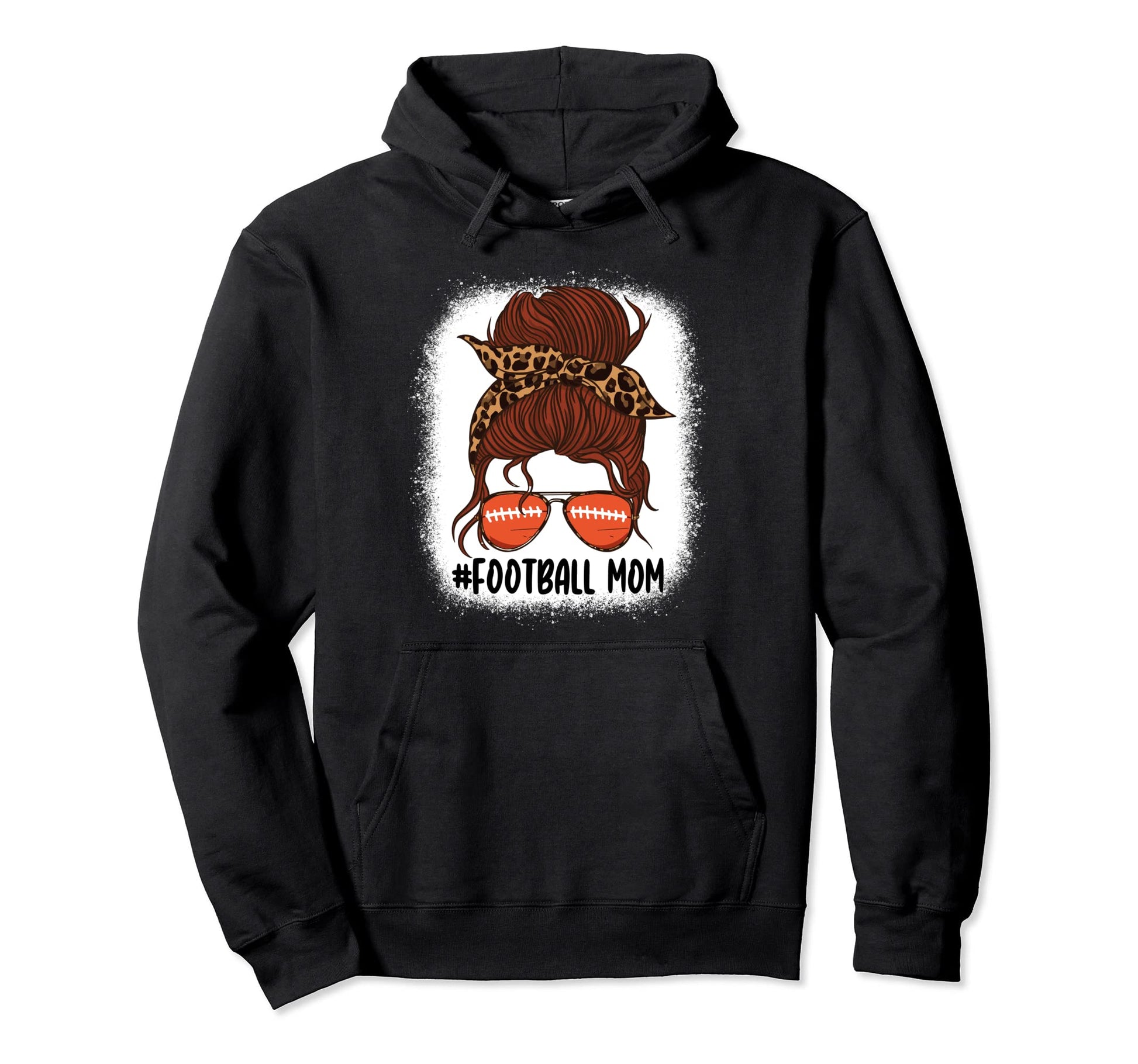 Messy Bun Football Mom Life Leopard Hoodie - Aesthetic Graphic Unisex - T-Shirt, Sweatshirt, Hoodie
