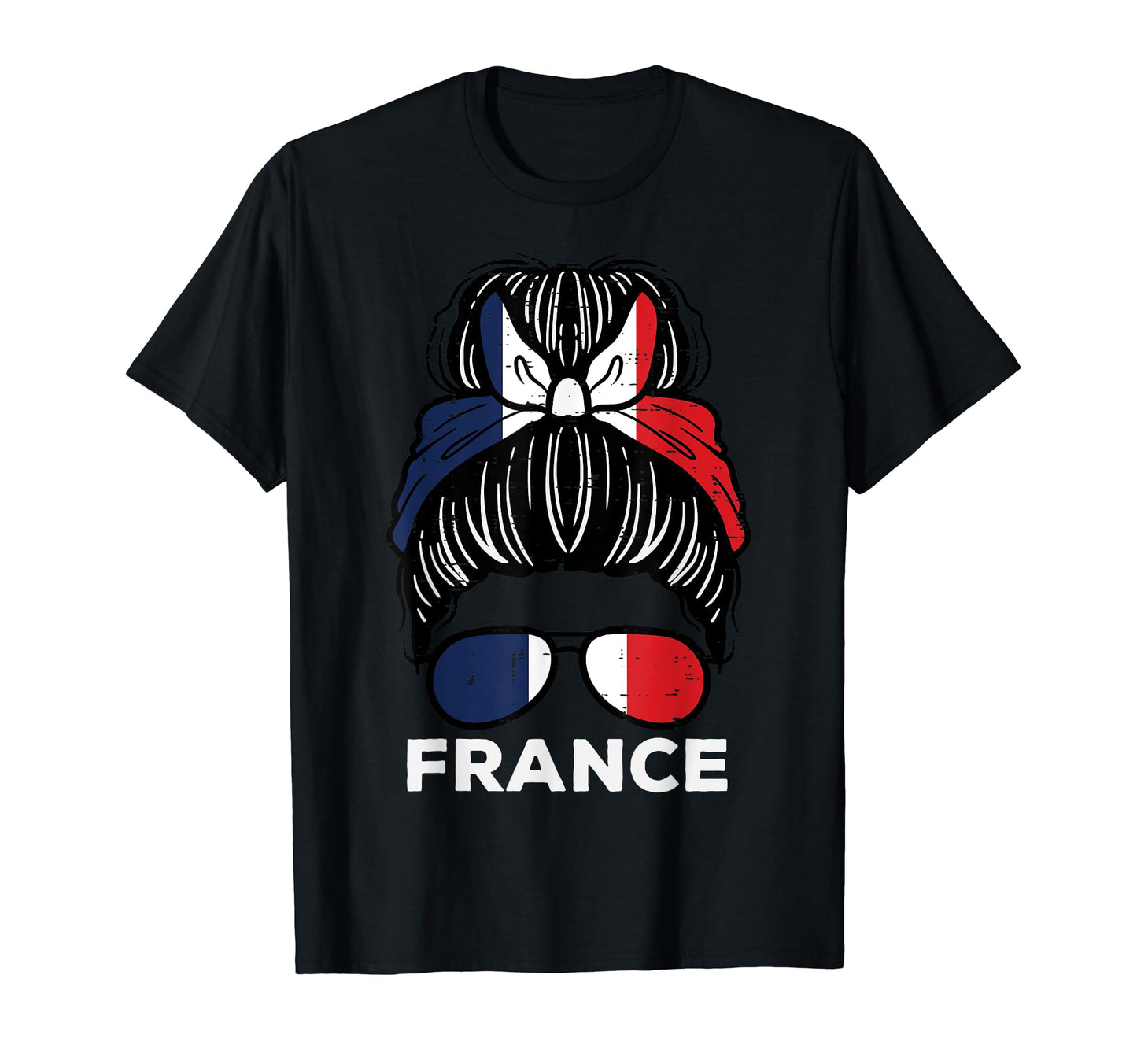 France Flag French Hairbun T-Shirt - Fun Novelty Design for Adults - T-Shirt, Sweatshirt, Hoodie