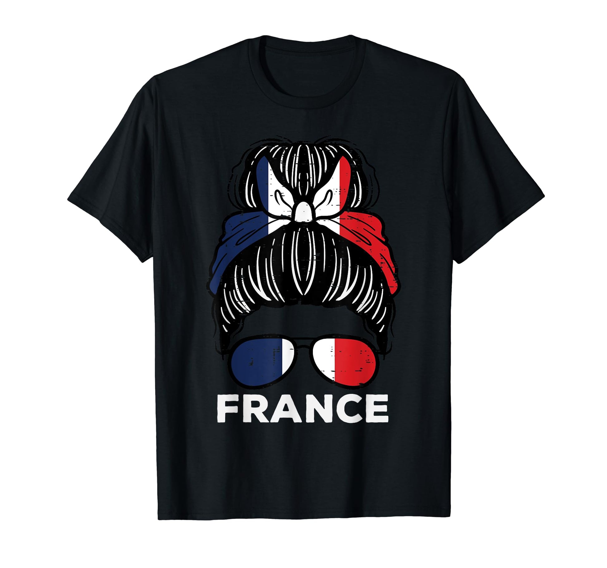 France Flag French Hairbun T-Shirt - Fun Novelty Design for Adults - T-Shirt, Sweatshirt, Hoodie